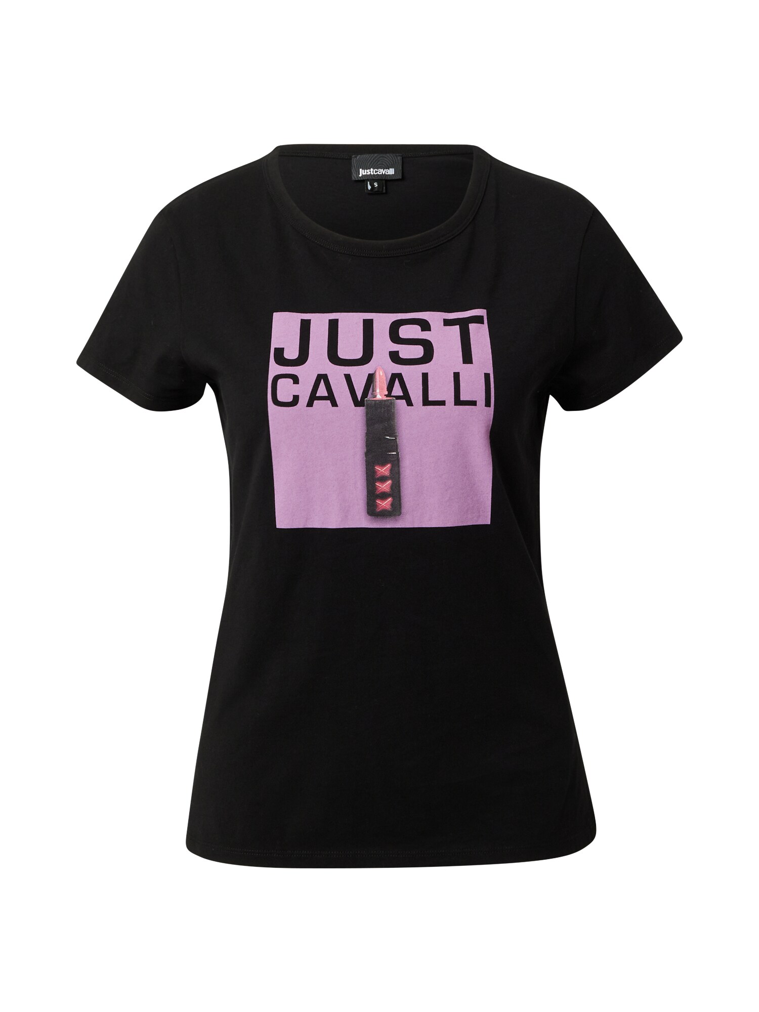 Just Cavalli Marškinėliai  juoda / purpurinė / rožinė