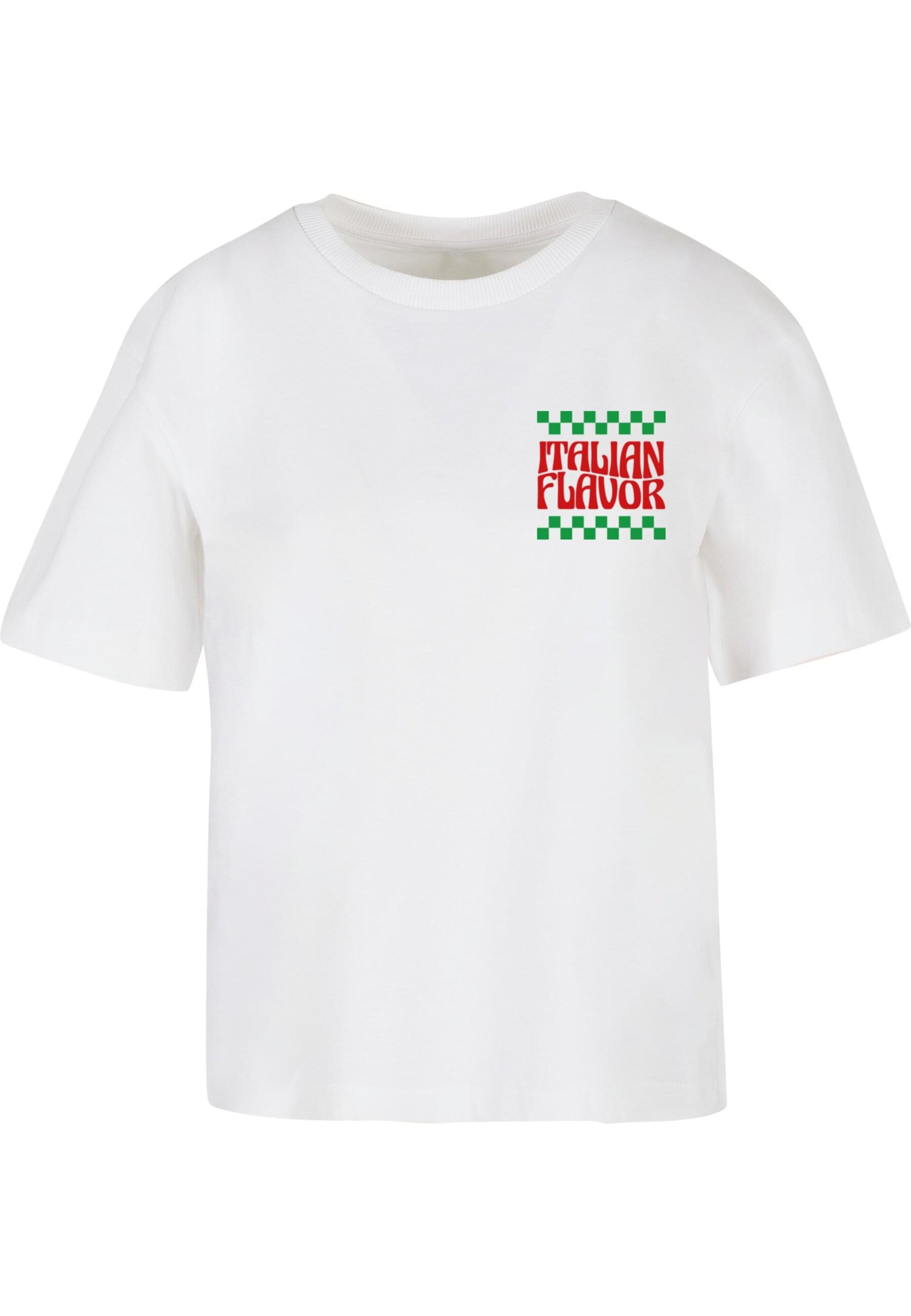 Miss Tee T-shirt 'Italian Flavor' grön / blodröd dam