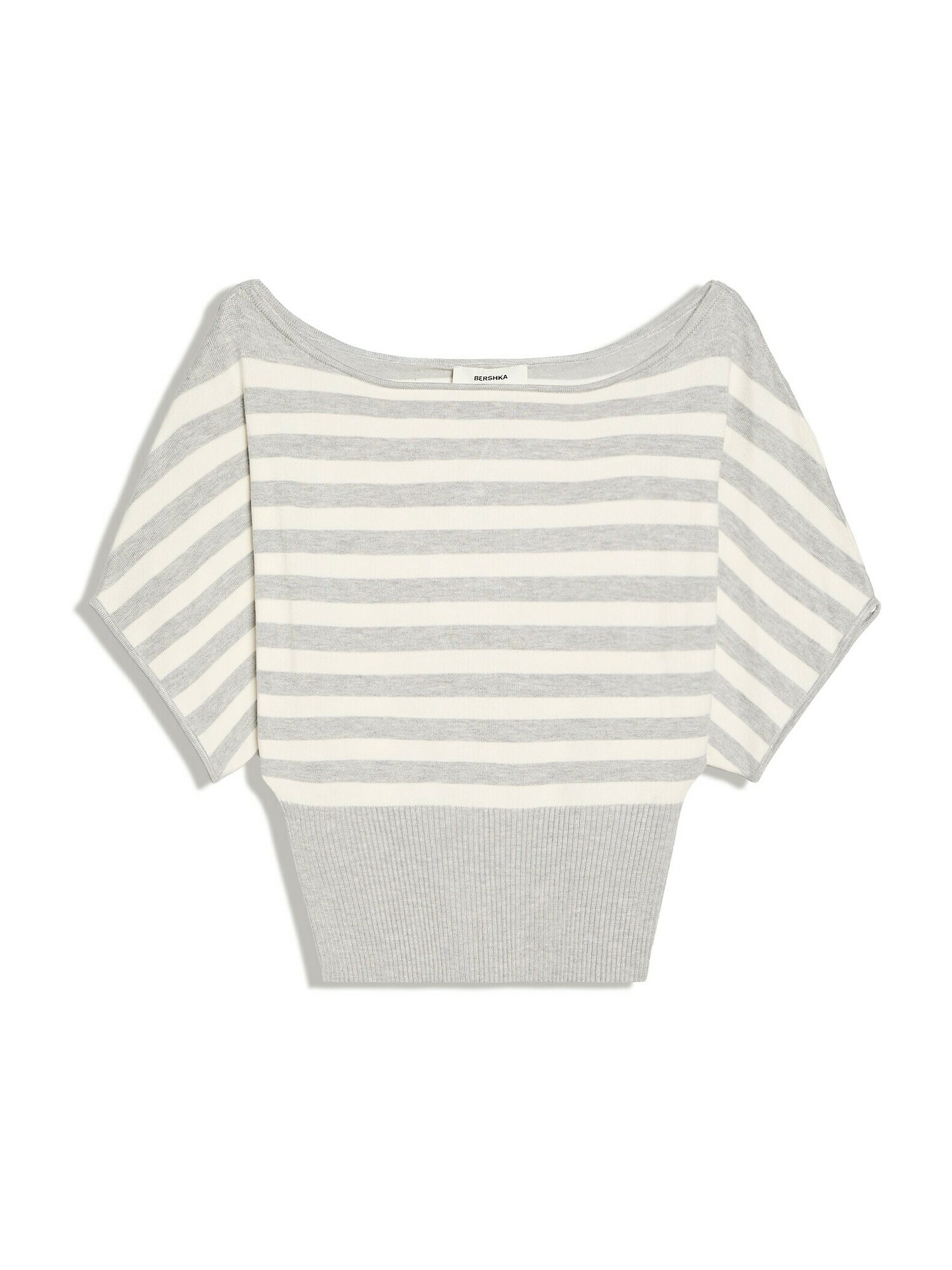 Bershka Pulover gri deschis / alb lână