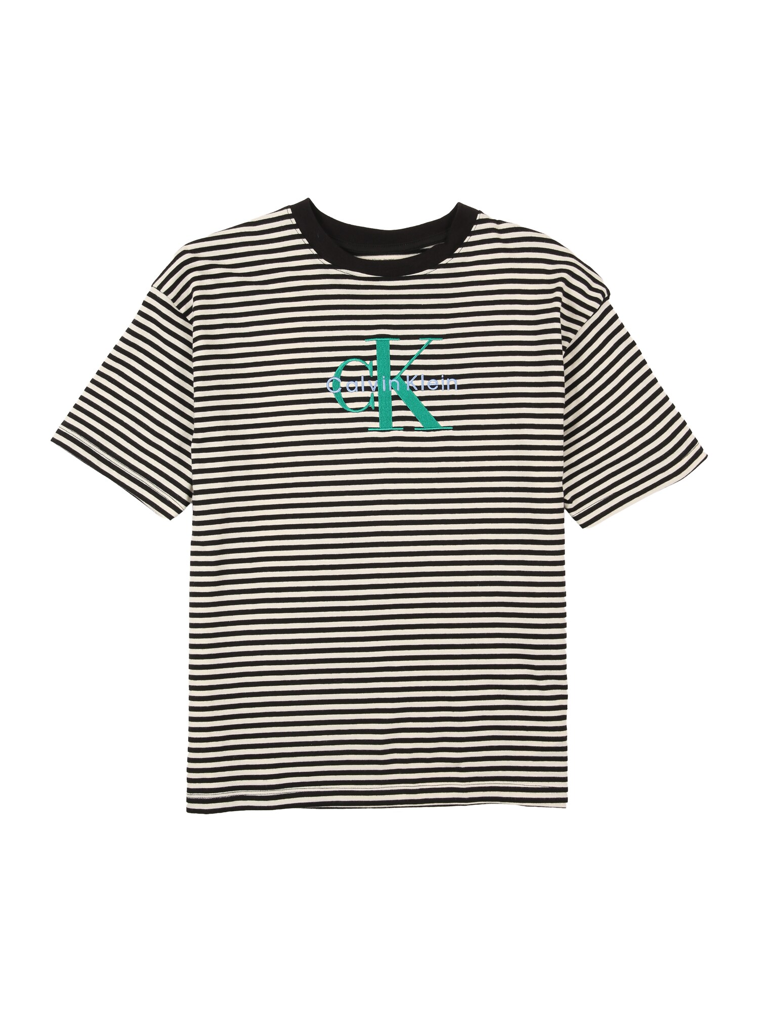 Calvin Klein Jeans Tricou  albastru pastel / verde pin / negru / alb lână