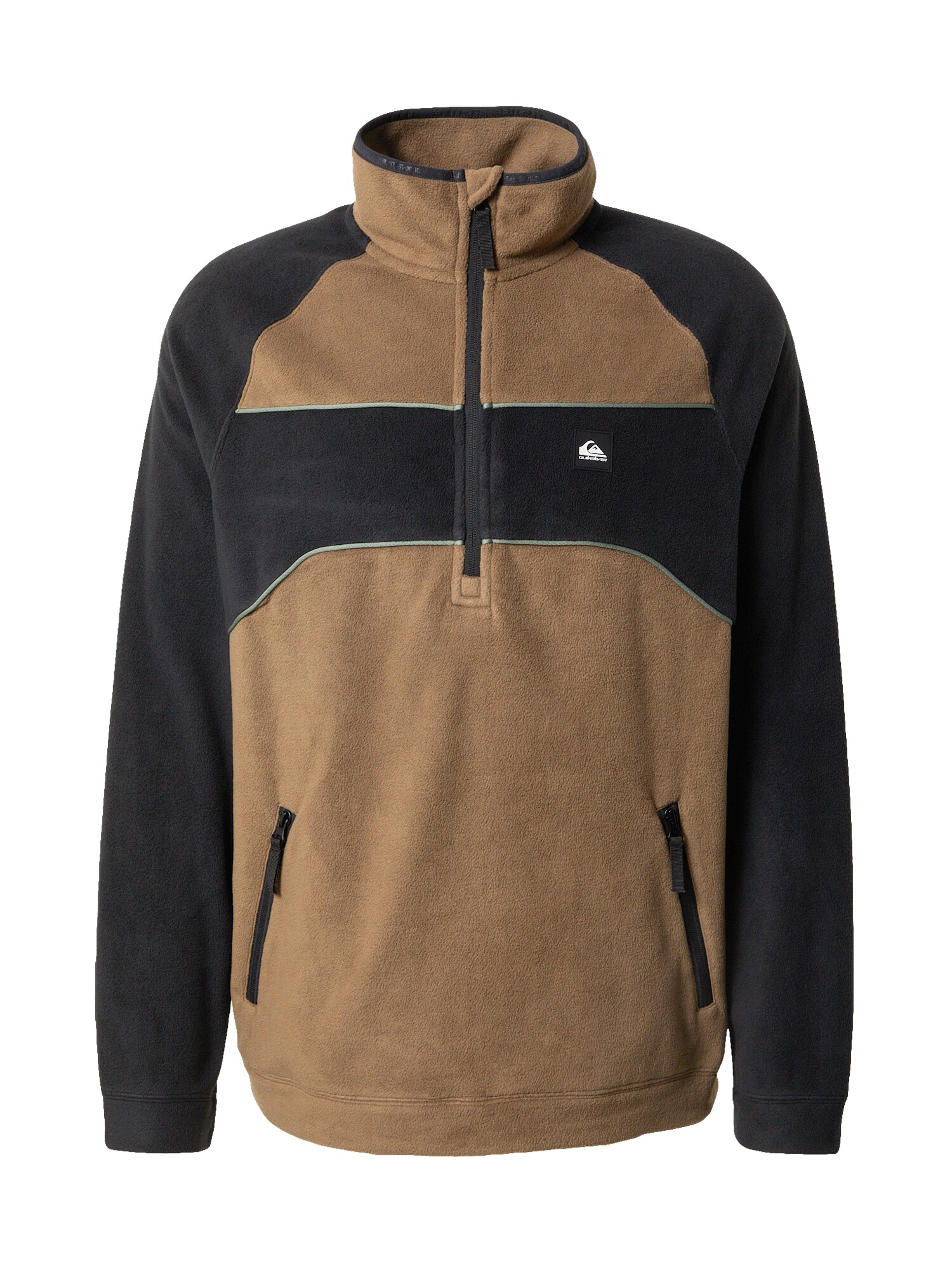 QUIKSILVER Športový sveter 'POWDER CHASER'  svetlohnedá / čierna