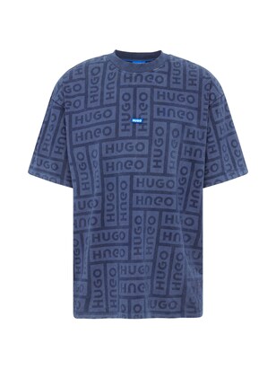 HUGO Shirt ‘Nidane’ Navy / Aqua / Donkerblauw