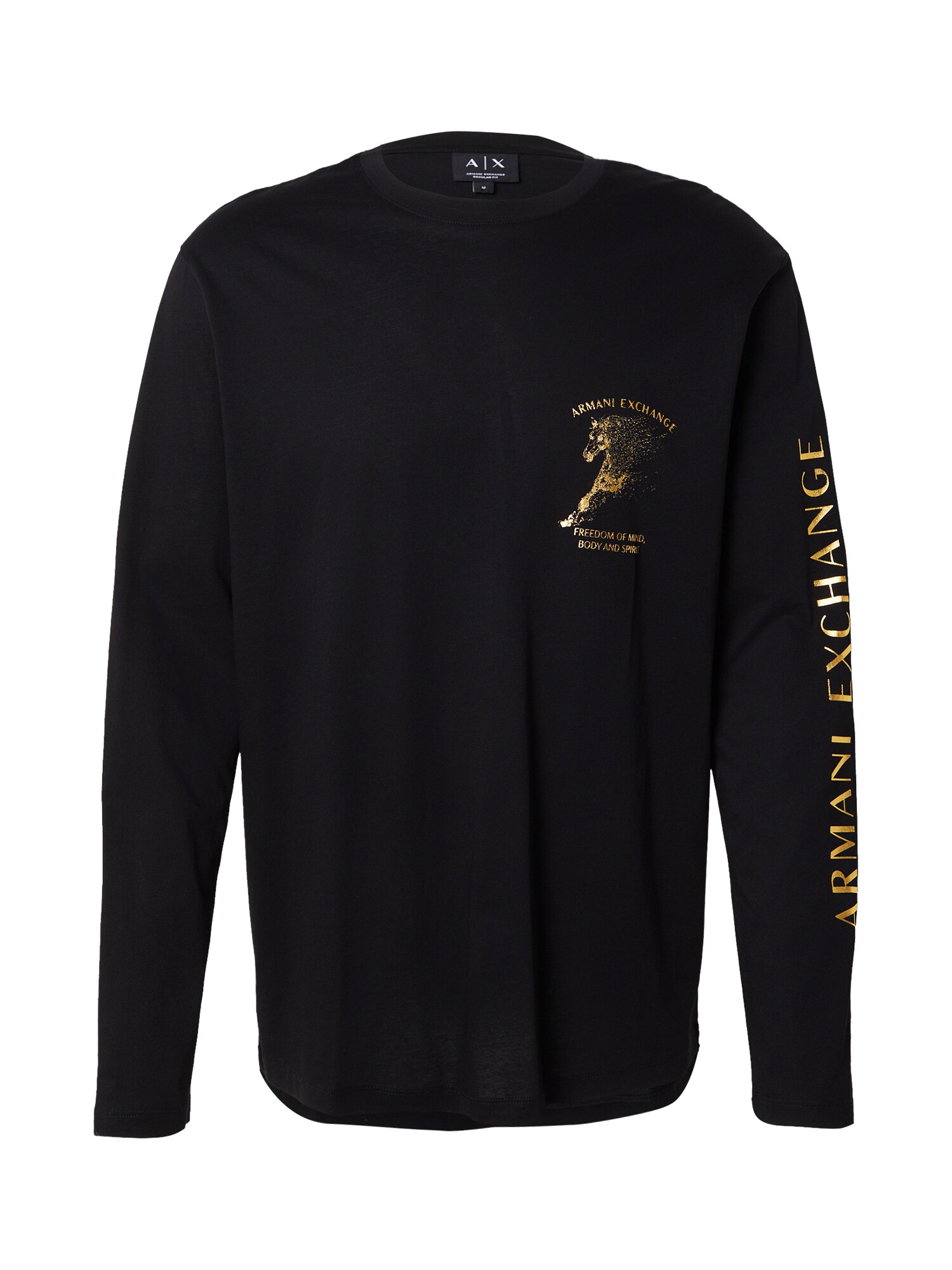 ARMANI EXCHANGE Tricou  auriu / negru