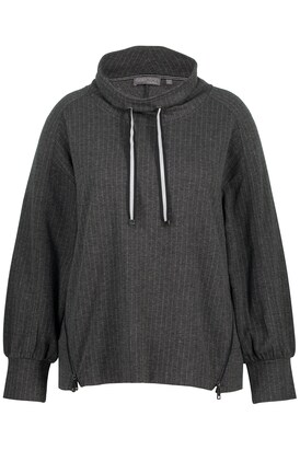 Ulla Popken Sweatshirt Donkergrijs / Wit