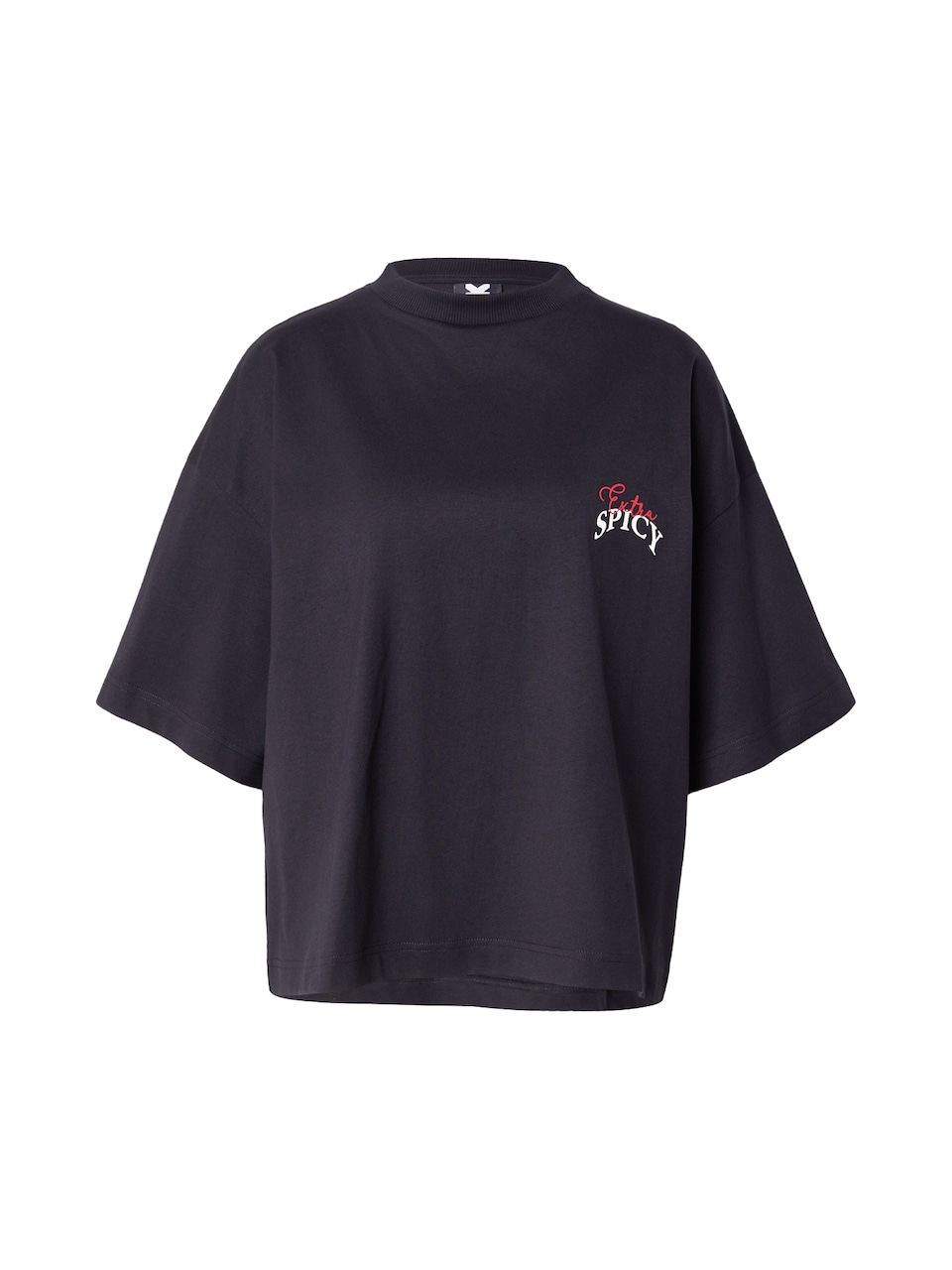 T-shirt 'Extra Spicy' oliv / blodröd / svart