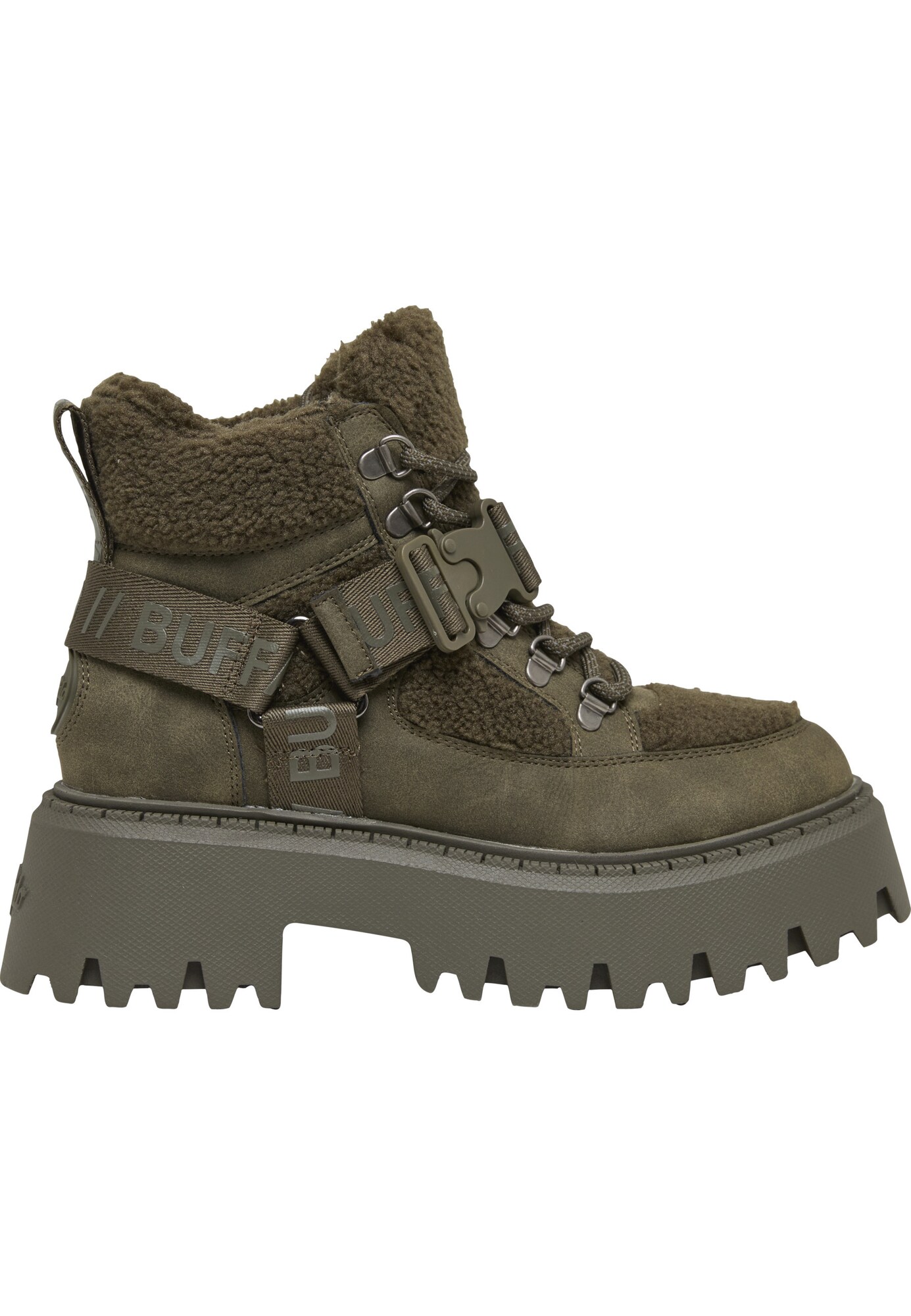 BUFFALO Botines con cordones 'Aspen Com'  oliva