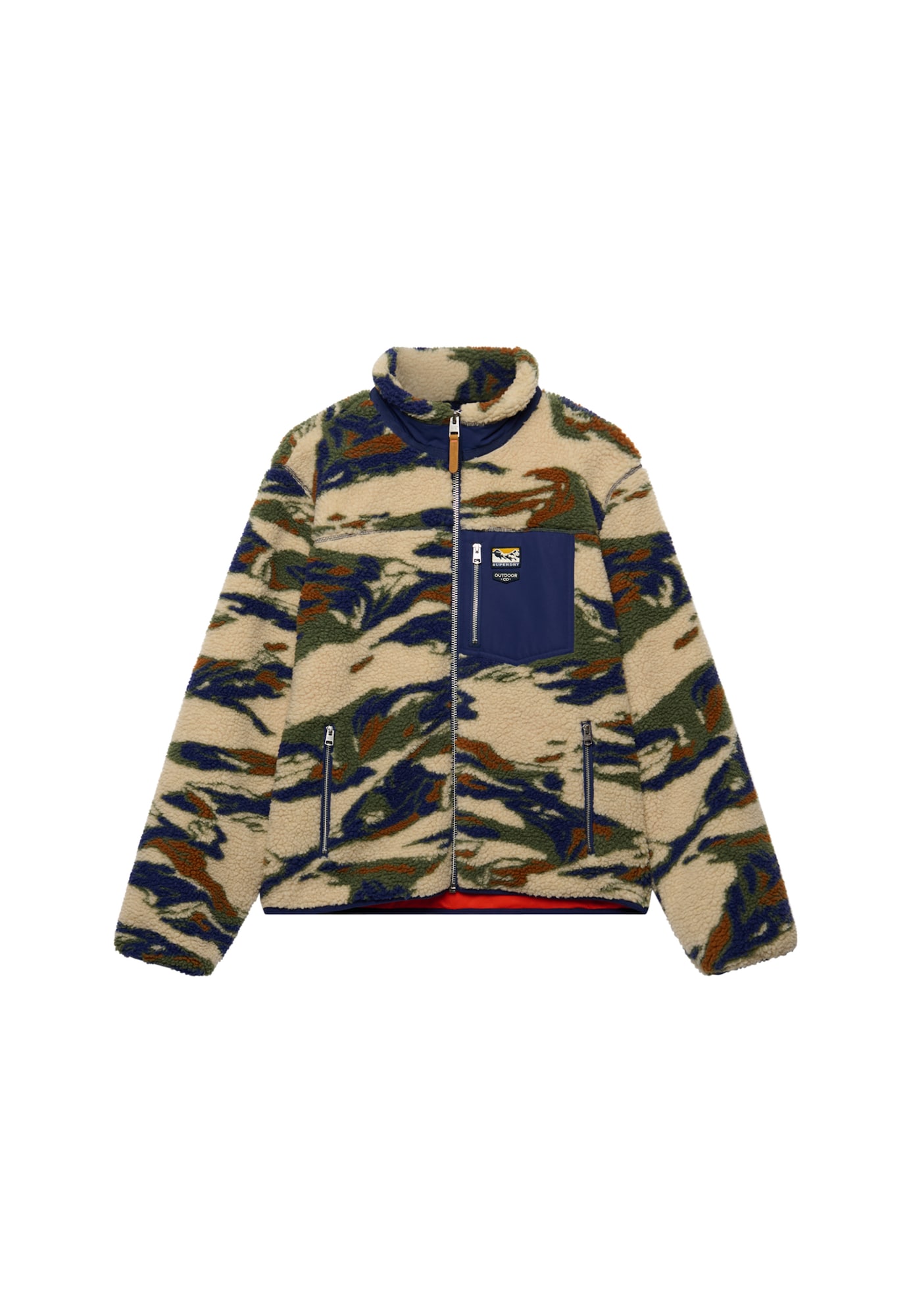 Superdry & Co Jachetă  fleece TERRAIN bej / albastru marin / maro ruginiu / oliv