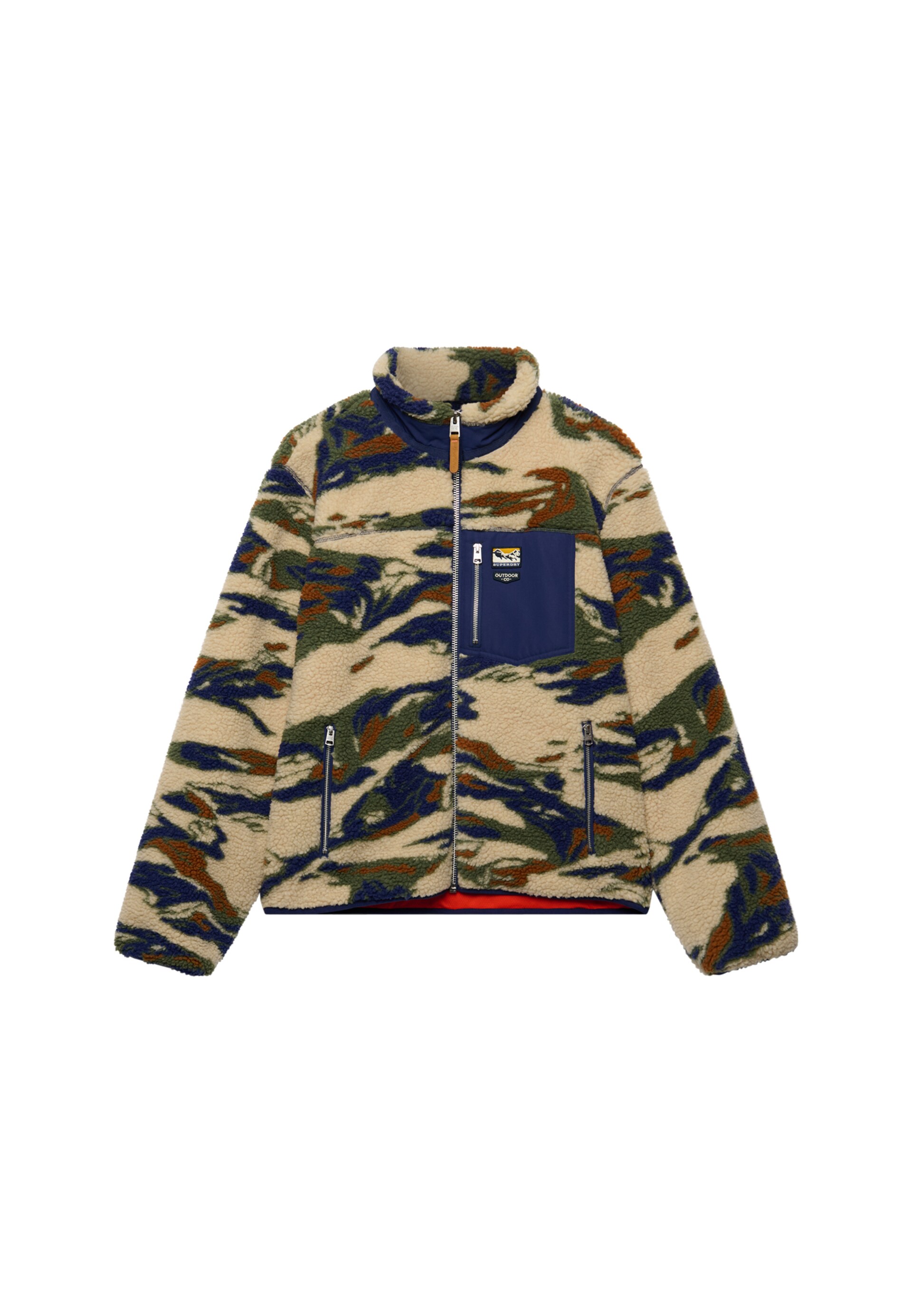 Superdry & Co Fleecejacka 'TERRAIN' beige / marinblå / rostbrun herr