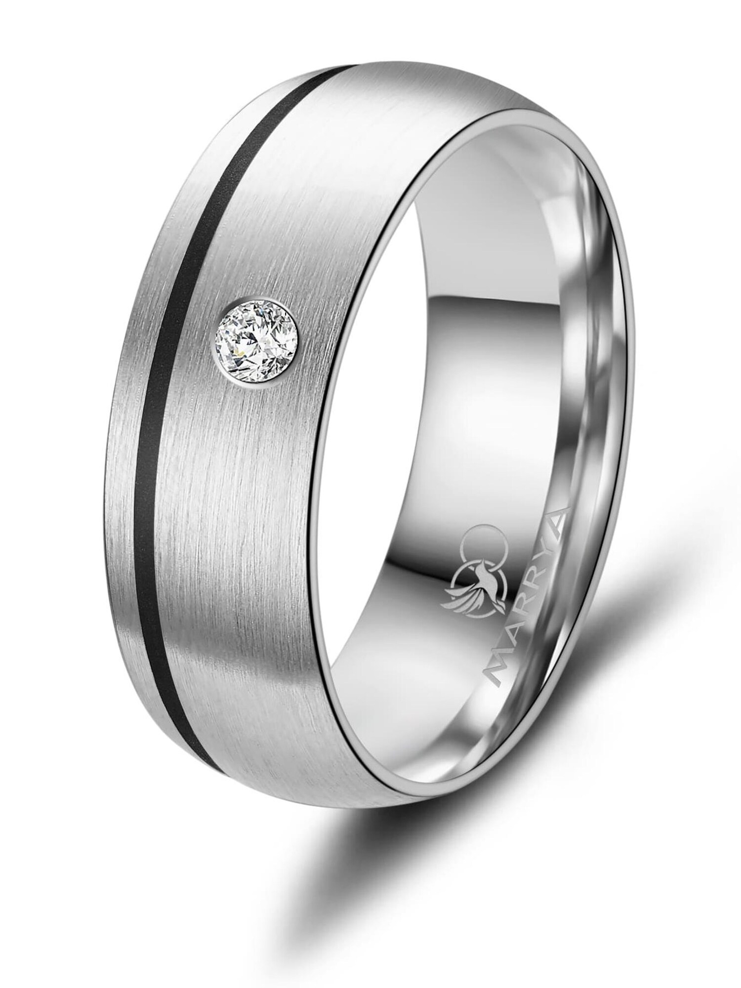 Ring 'MARRYA ES-05 Ehering aus Edelstahl Silberfarben & Schwarz'