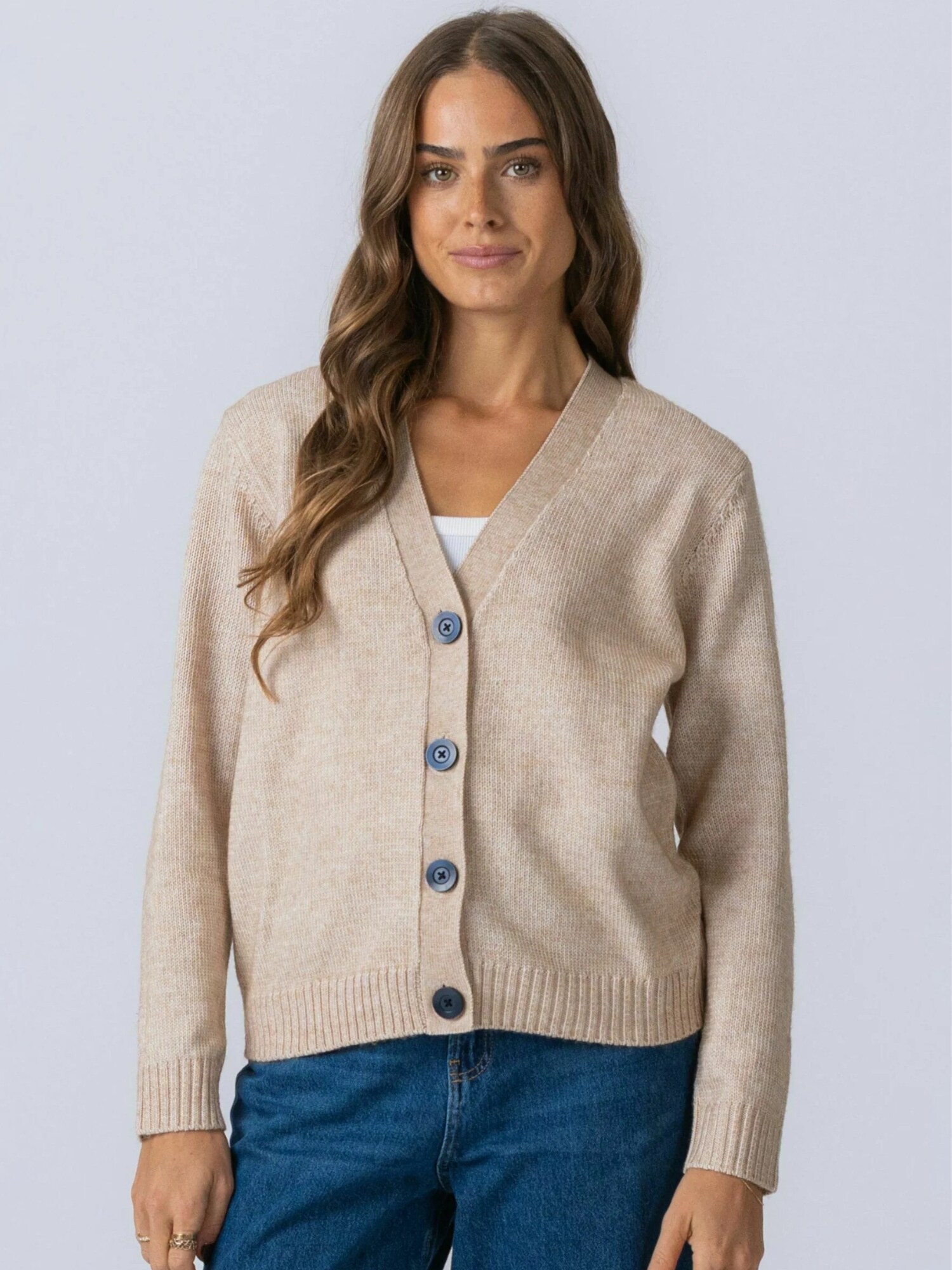 TEESHOPPEN Geacă tricotată ' Knitted Cardigan '  bej