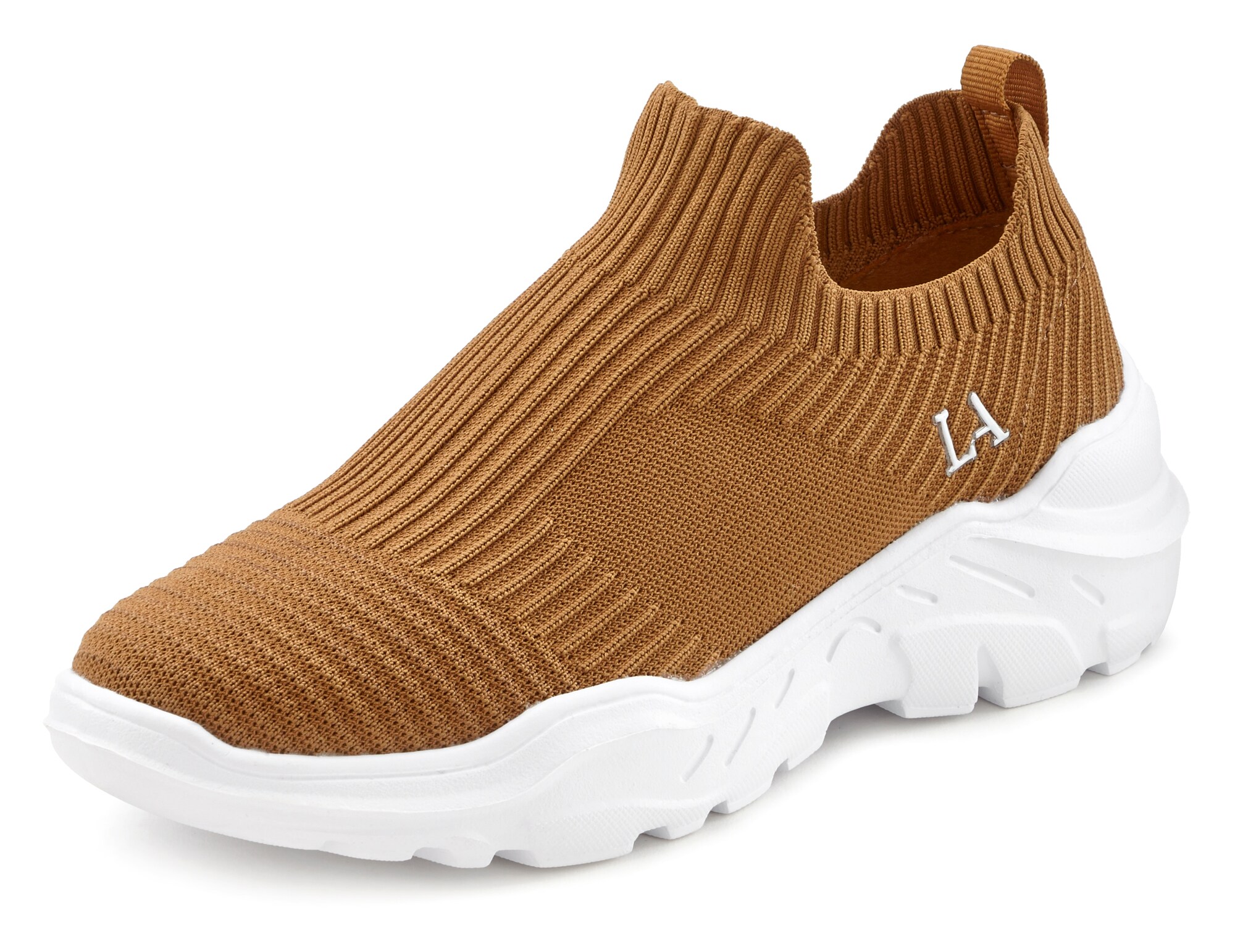 LASCANA Slip-on obuv  hnedá / biela