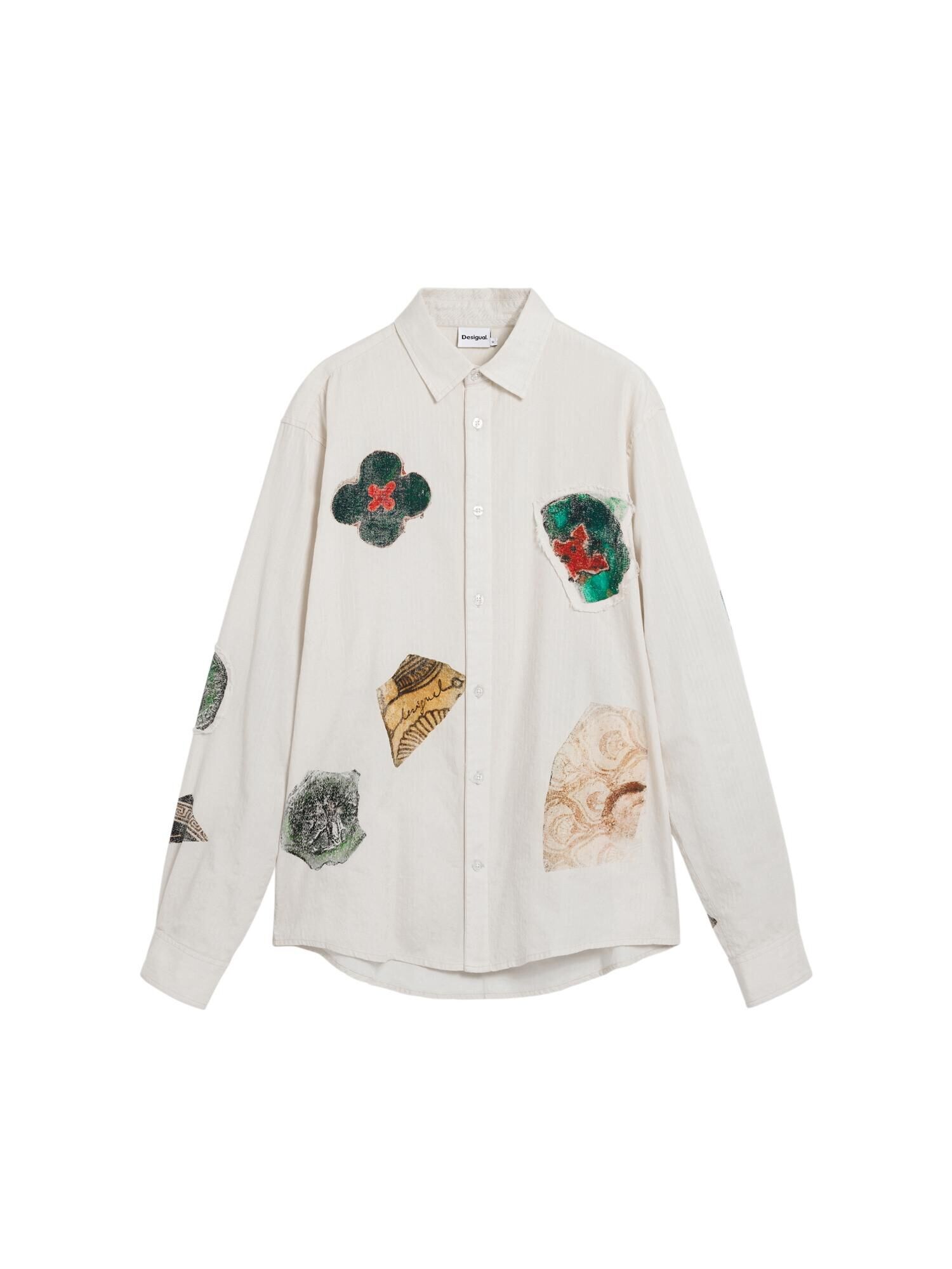 Desigual Cămașă  maro cămilă / verde jad / roșu ruginiu / alb natural