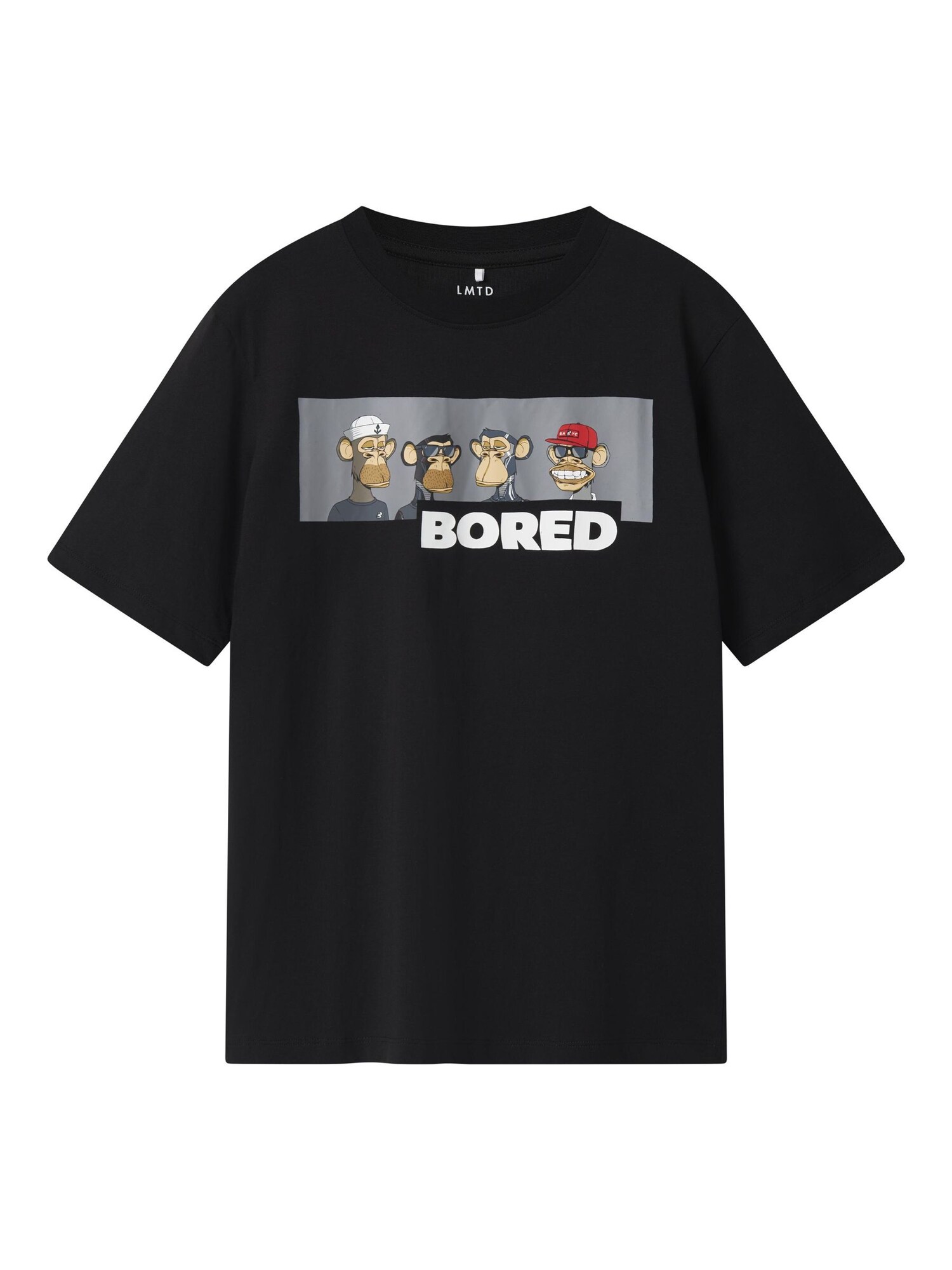 NAME IT Póló 'Bored Ape'  szürke / piros / fekete / fehér akciós termékkép 1