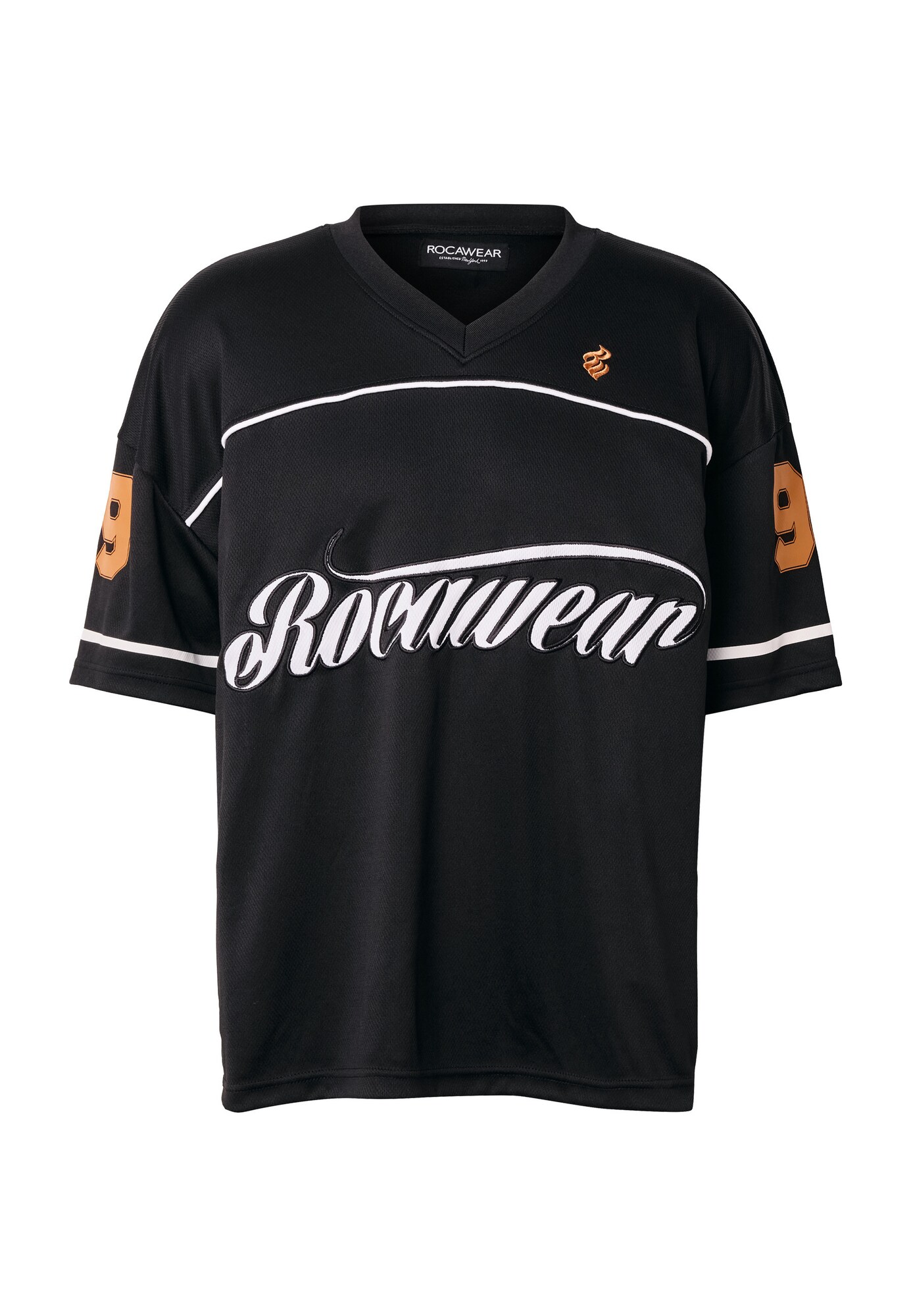 ROCAWEAR Camiseta 'Baller'  naranja / negro / blanco