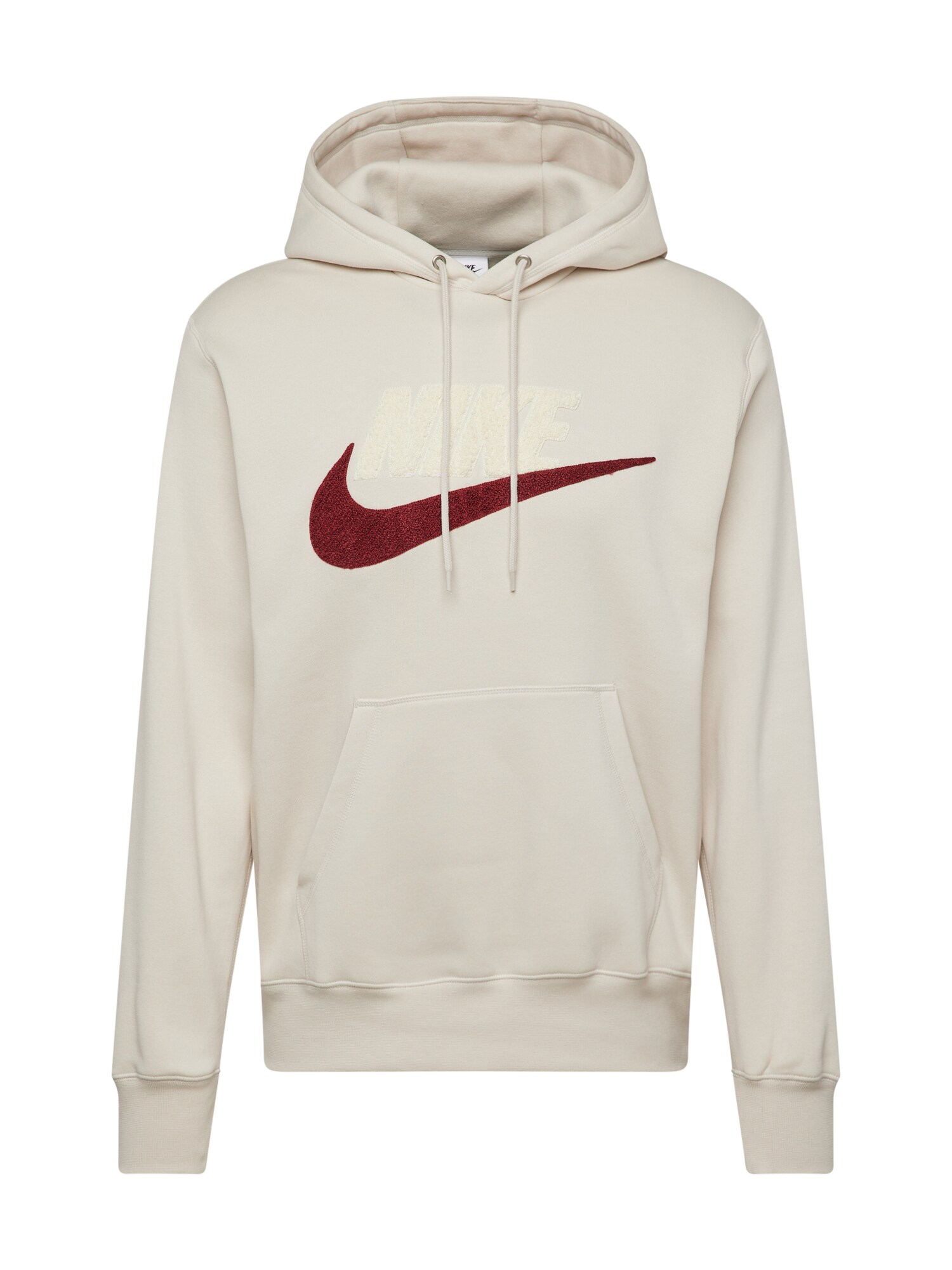 Nike Sportswear Mikina 'CLUB'  vínovo červená / šedobiela