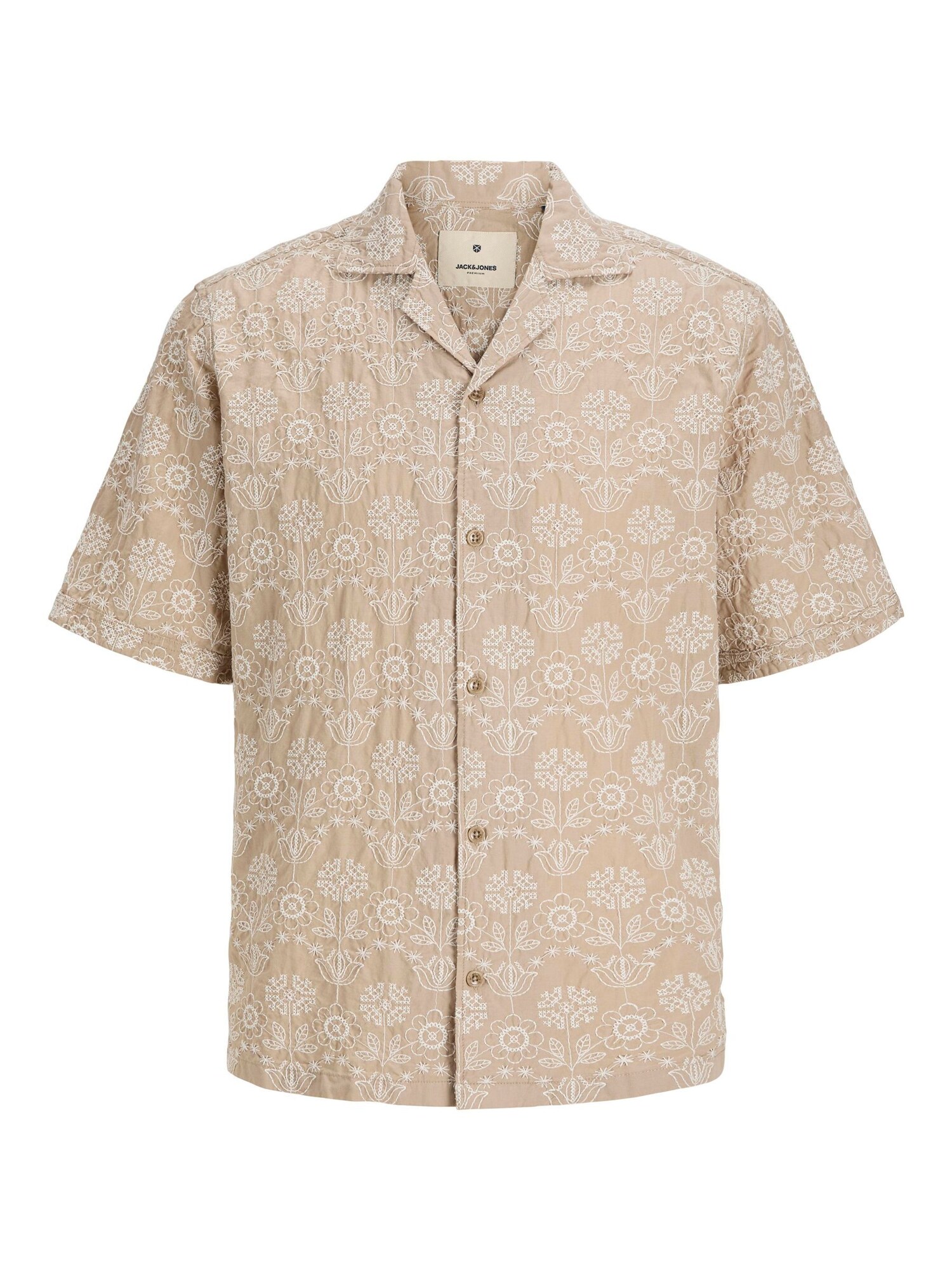 JACK &amp; JONES Camisa  camelo / blanco