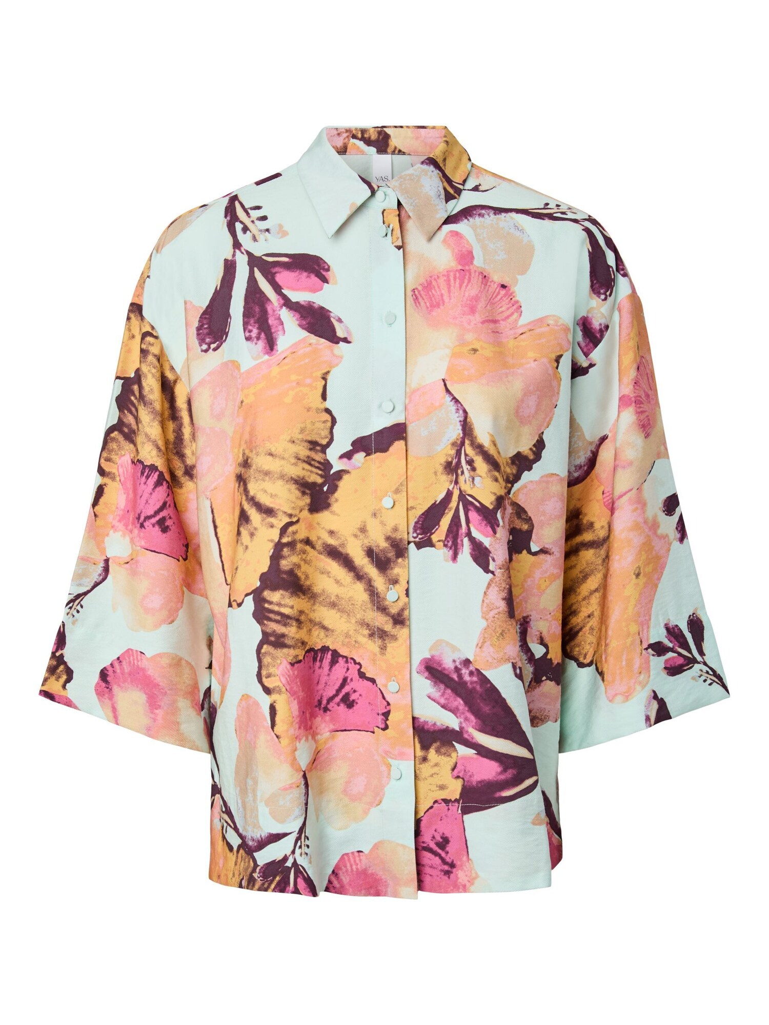 YAS Blusa 'YASErini' azul claro / lila oscuro / naranja pastel / rosa claro