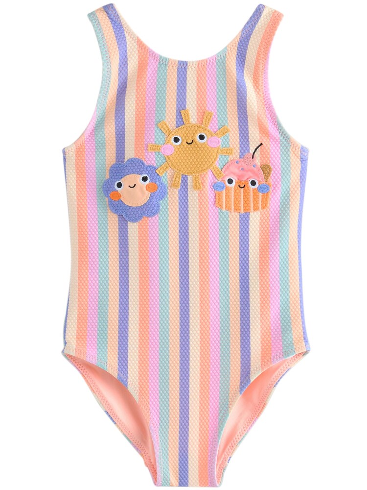 Next Badeanzug Mädchen Größe 104 blau / türkis / senf / apricot