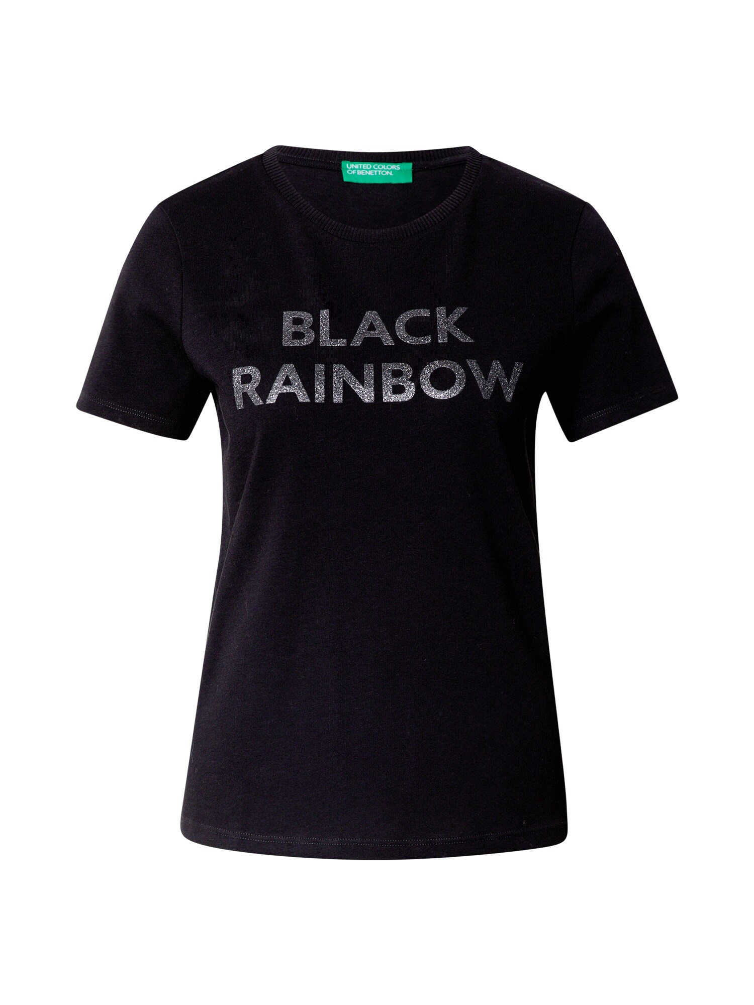UNITED COLORS OF BENETTON Marškinėliai  juoda / sidabrinė
