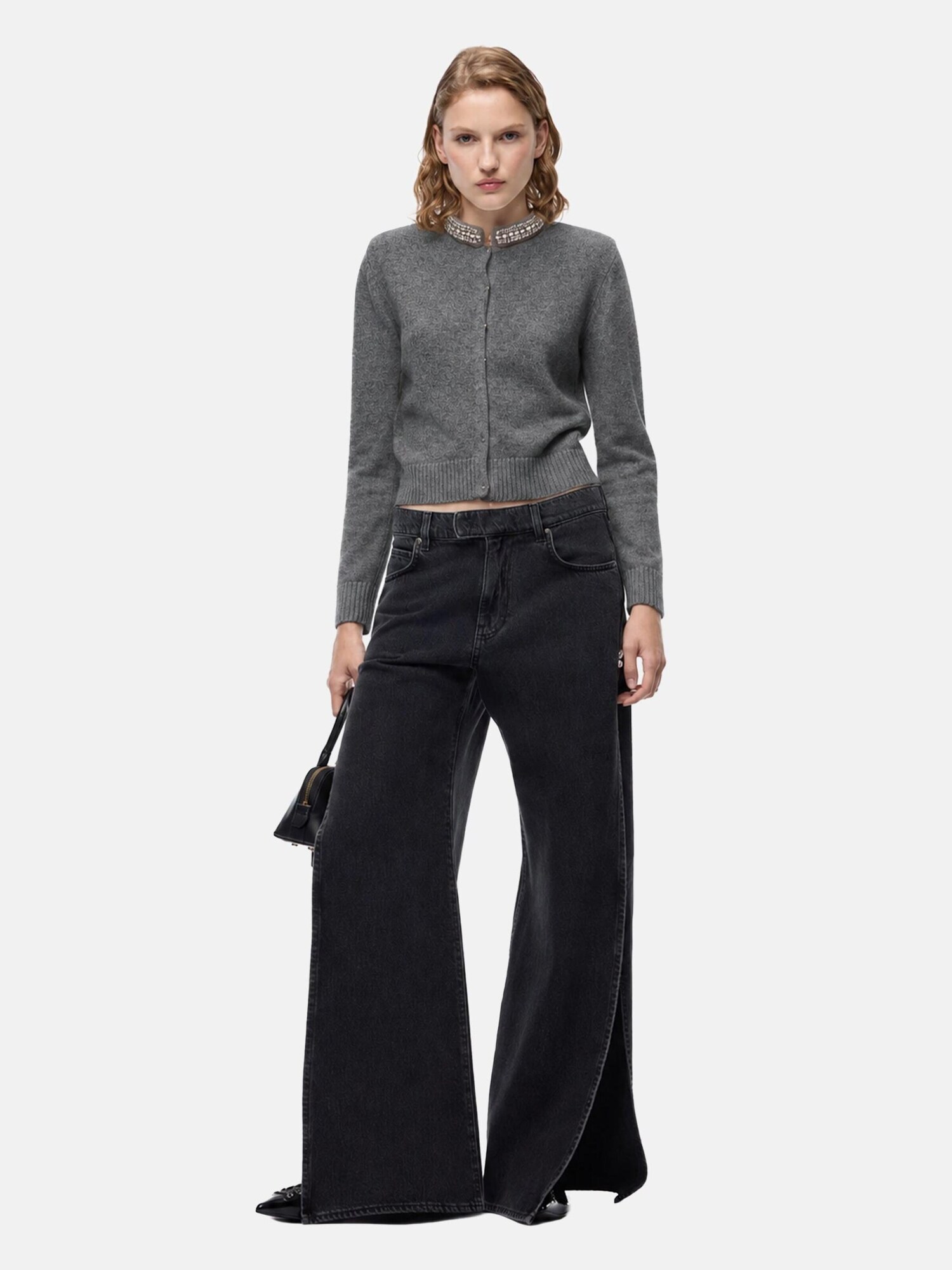 PINKO Jersey 'PINKO COLONIA CARDIGAN BLEND WOOL EMBRO Maglieria'  gris – imagen 4