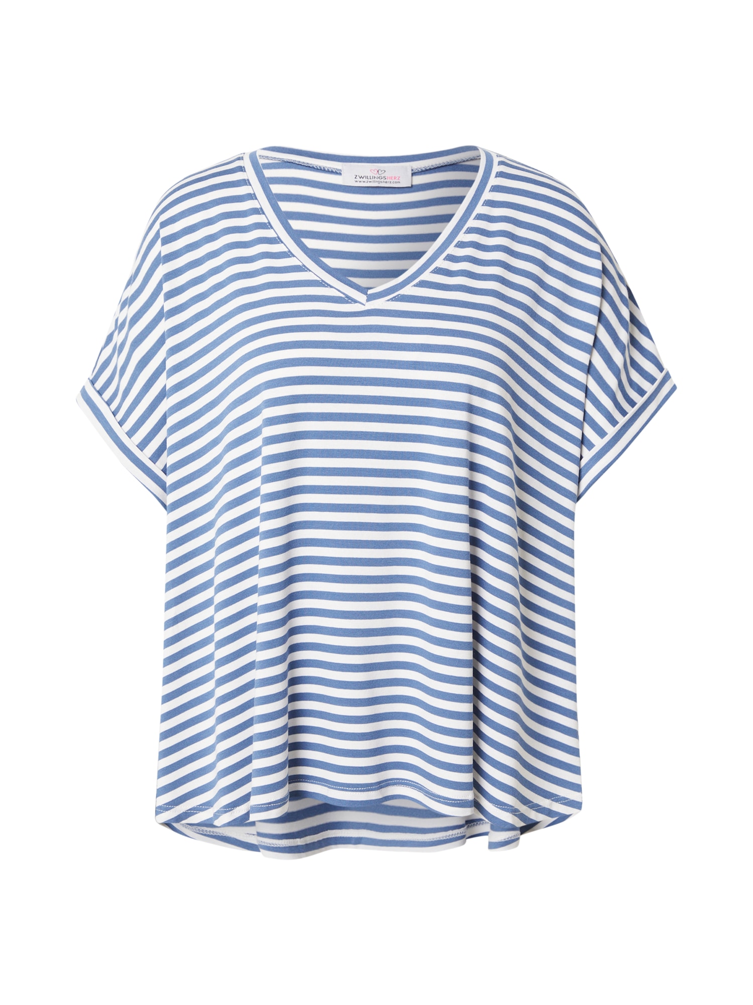 Zwillingsherz Tricou supradimensional  albastru / alb