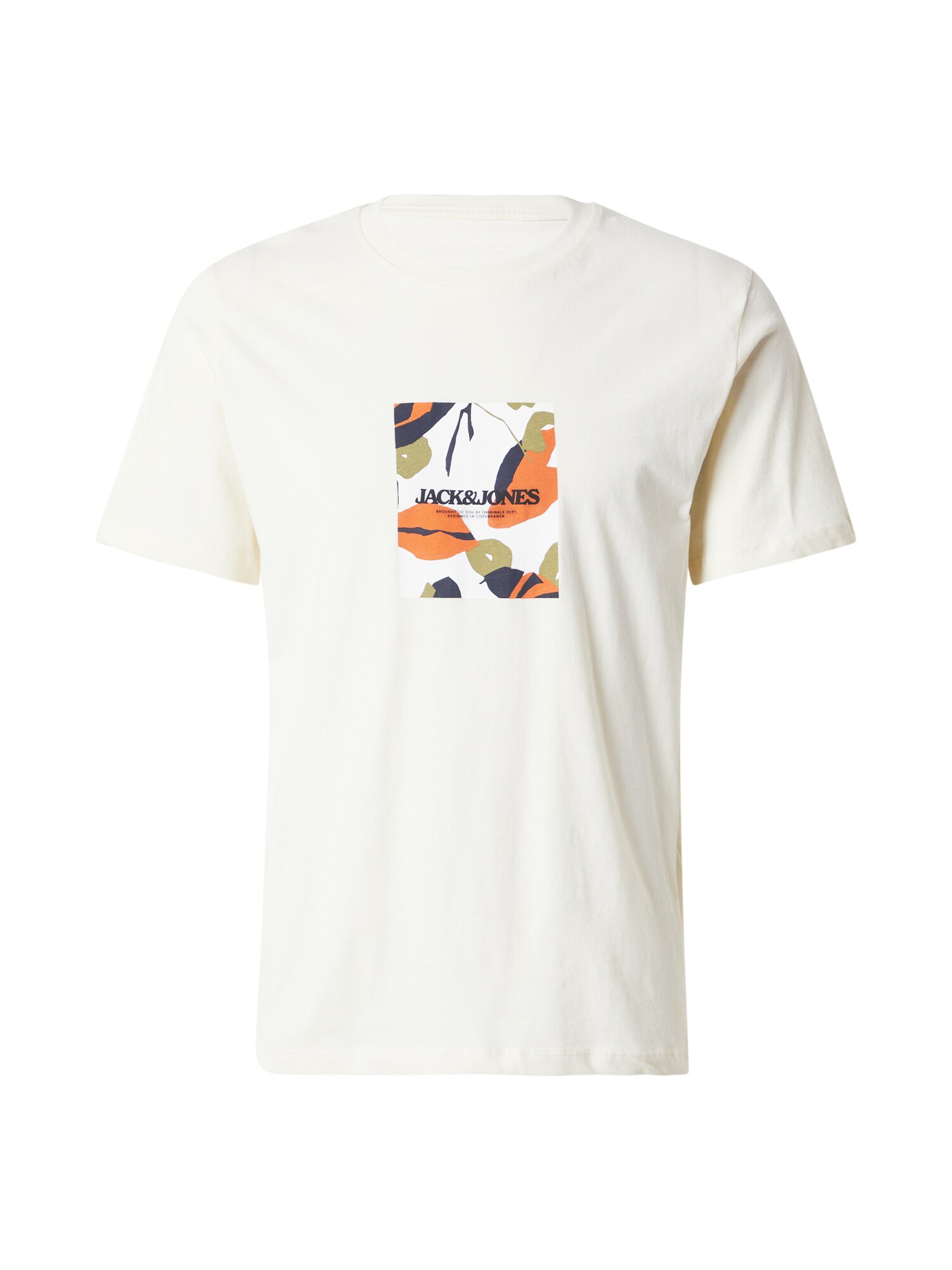 JACK & JONES Tričko olivová / oranžová / čierna / biela ako vlna