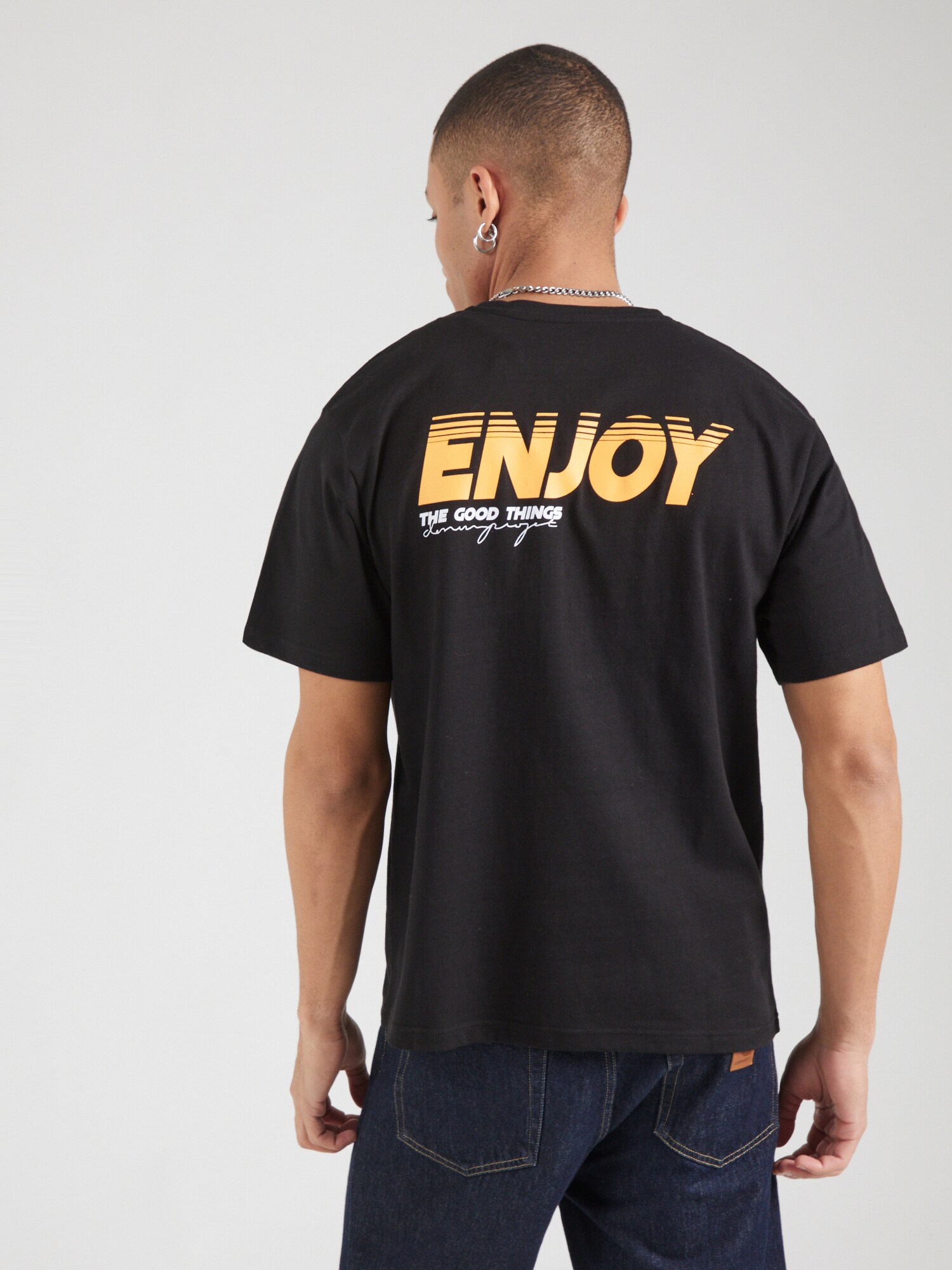 Denim Project Póló 'Enjoy'  méz / fekete / fehér termék 2. képe