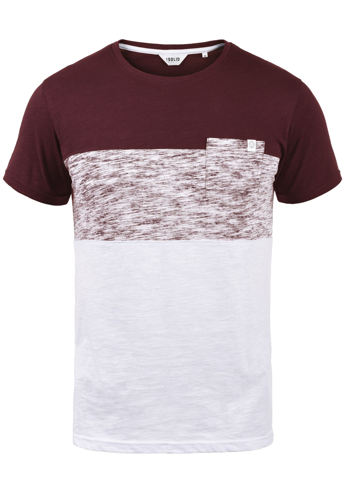 !Solid Camiseta 'Sinor'  borgoña / blanco