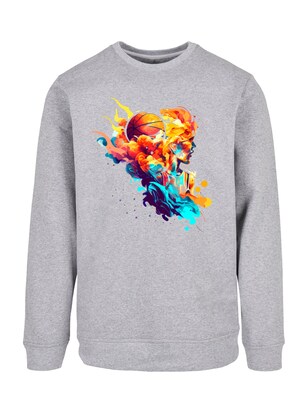 F4NT4STIC Sweatshirt ‘Abstract player’ Grijs / Gemengde kleuren