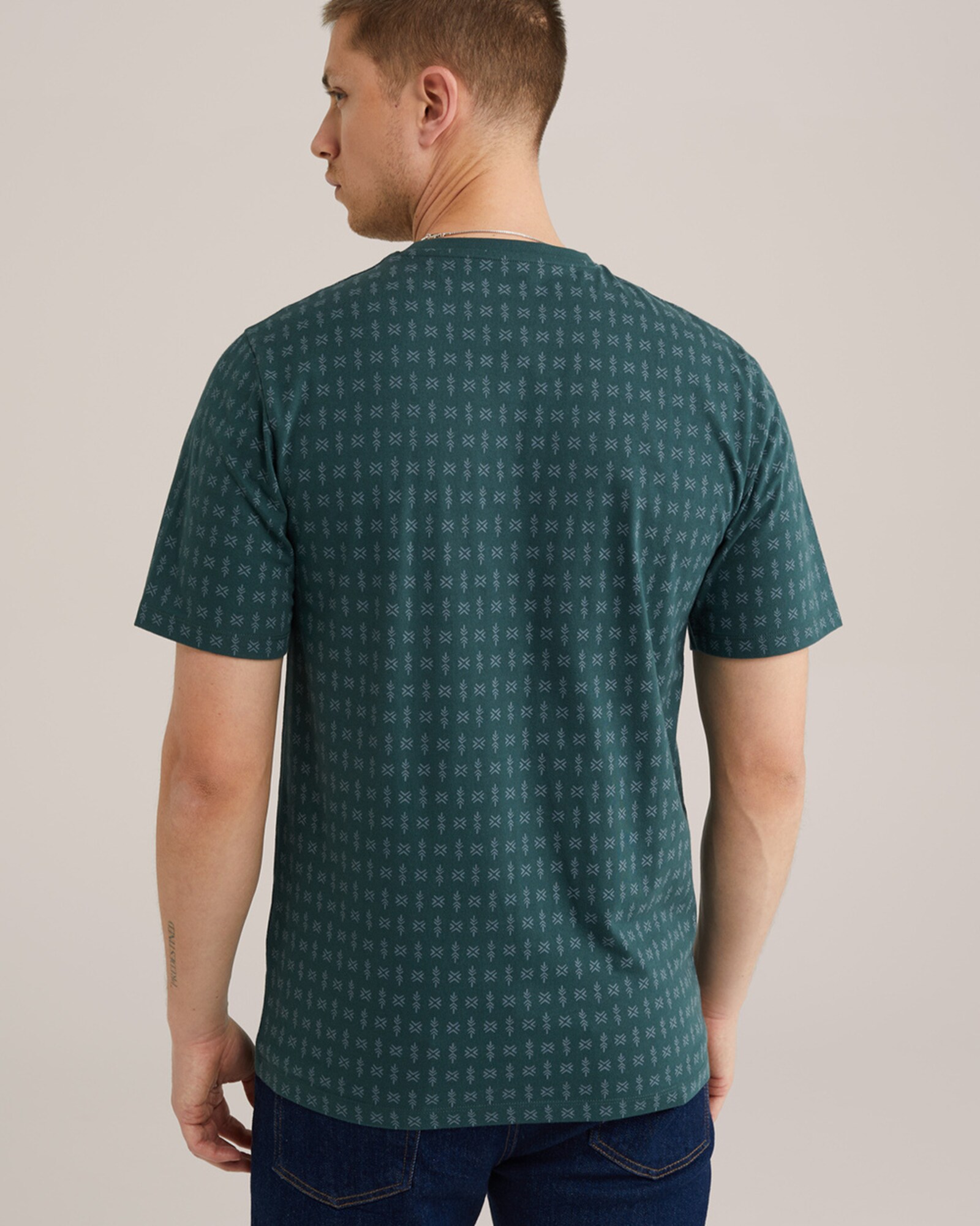 WE Fashion Póló  szürke / sötétzöld termék 2. képe