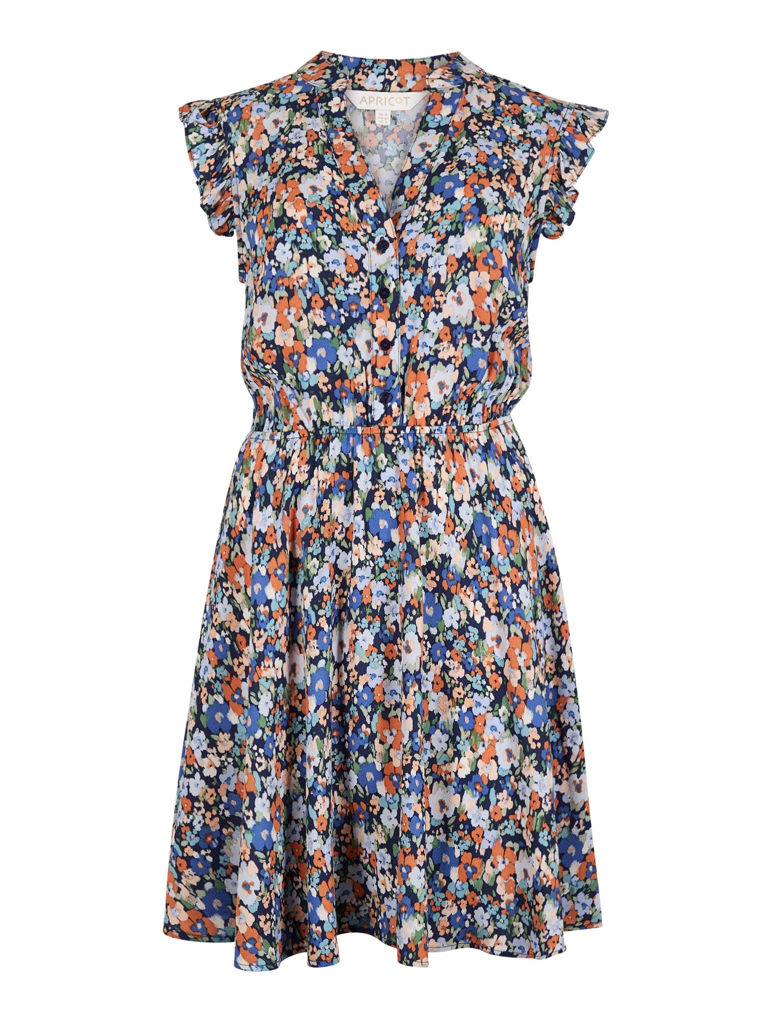 Apricot Ditsy Floral Ruffle Mini Dress