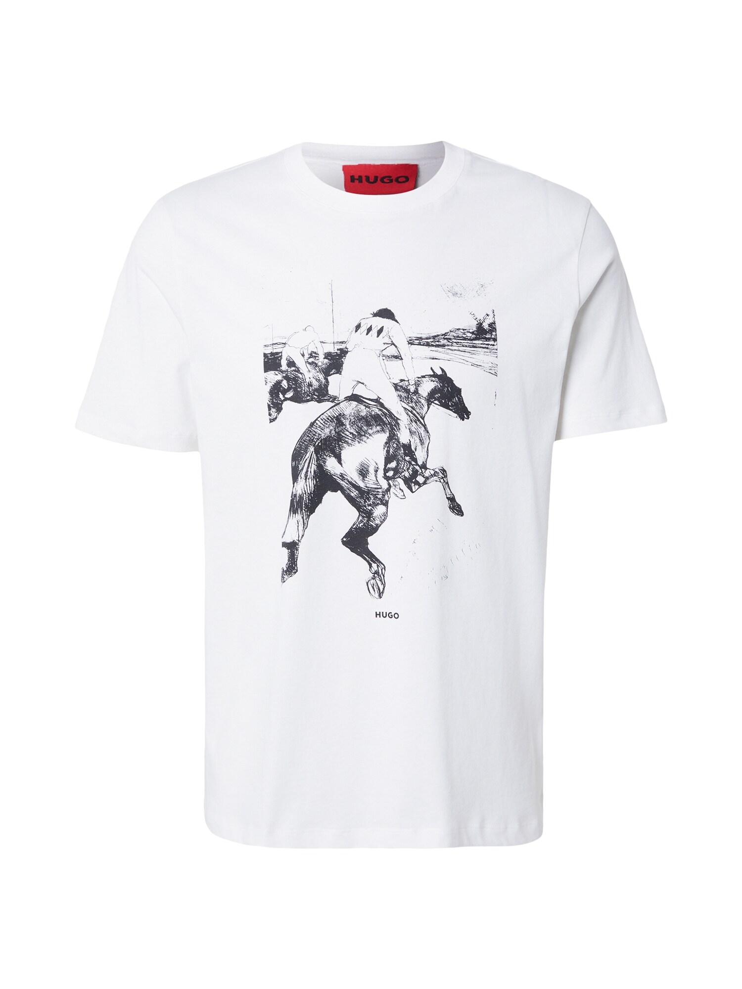 HUGO Tricou 'Duhorse'  negru / alb