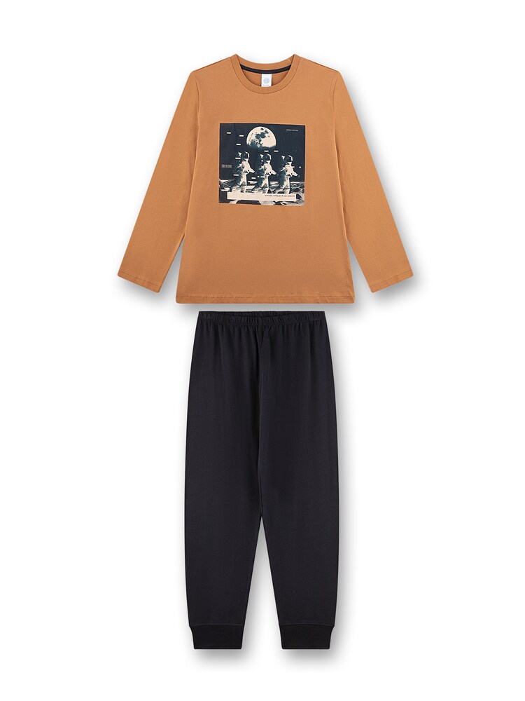 Sanetta Schlafanzug 'Astronaut' Jungen Größe 164 beige / cognac / schwarz