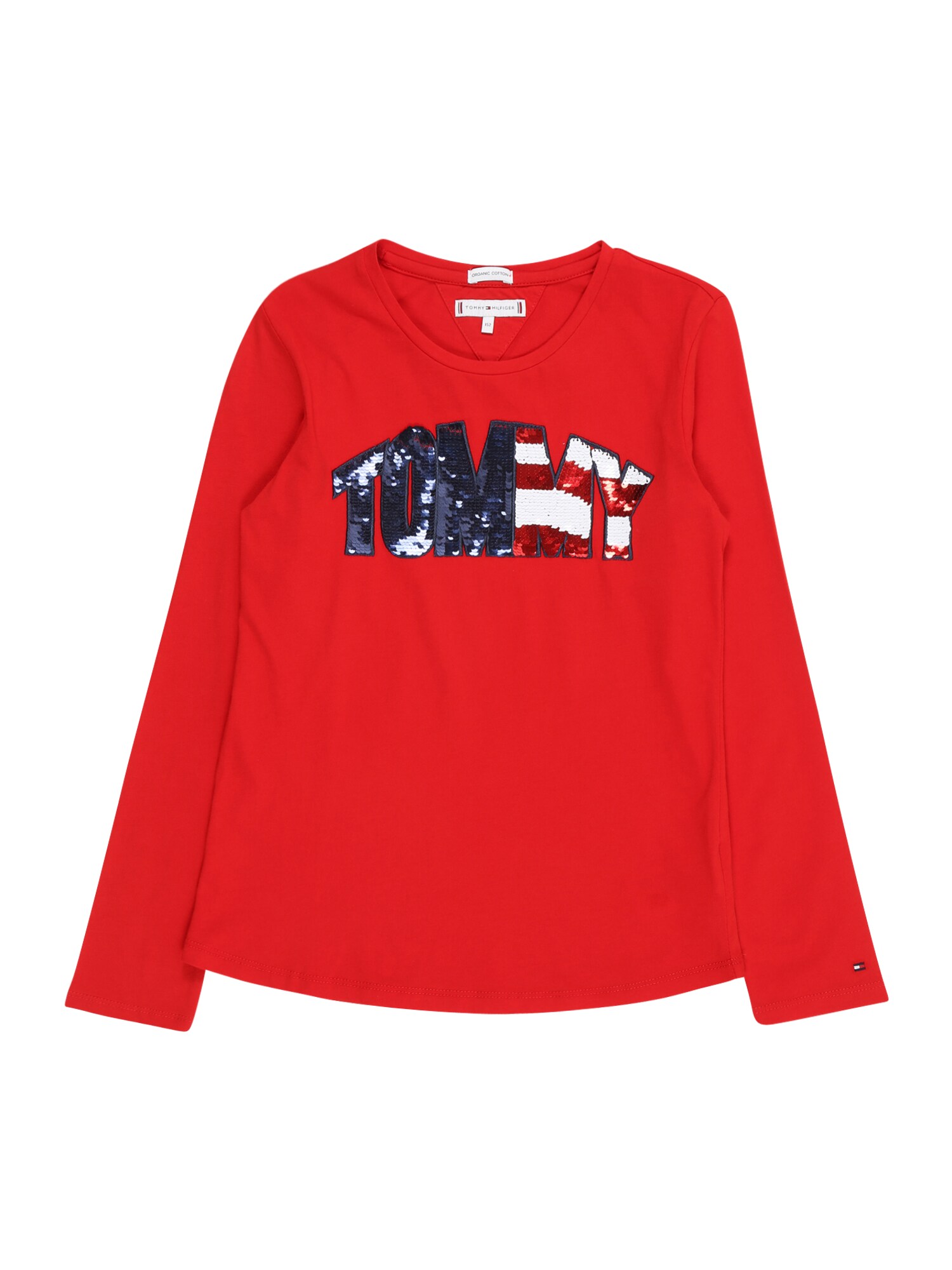 TOMMY HILFIGER Marškinėliai 'SEQUINS'  raudona / tamsiai mėlyna / balta