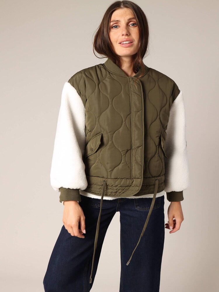 Deeluxe Übergangsjacke 'JAYLINA' Damen Größe L khaki / weiß