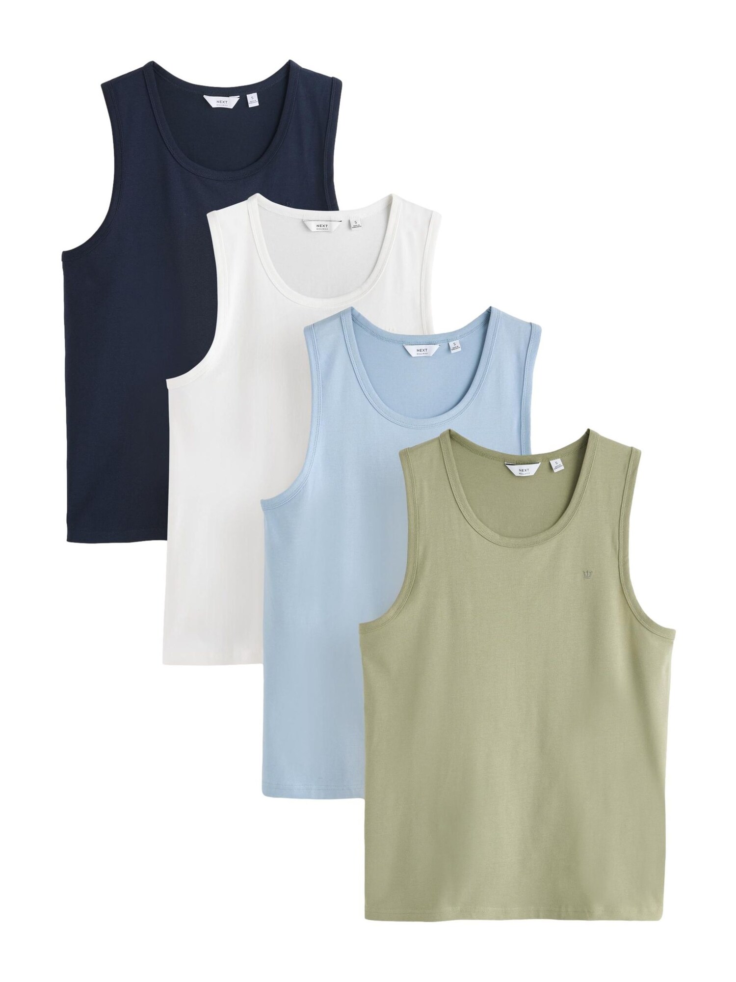 Next Tricou  bleumarin / albastru deschis / kaki / alb
