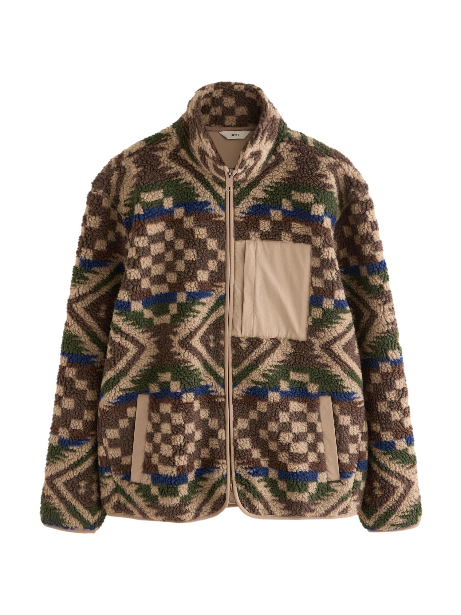 Next Jachetă  fleece  albastru / maro / maro deschis / verde