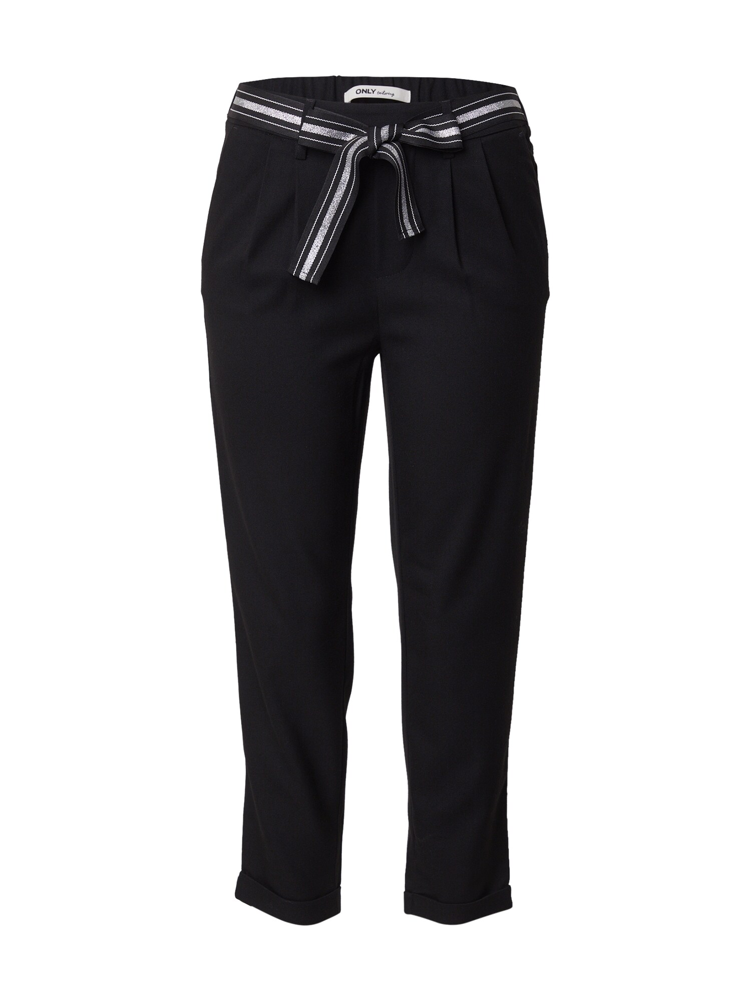 ONLY Pantaloni cutați ONLRITA  negru / argintiu