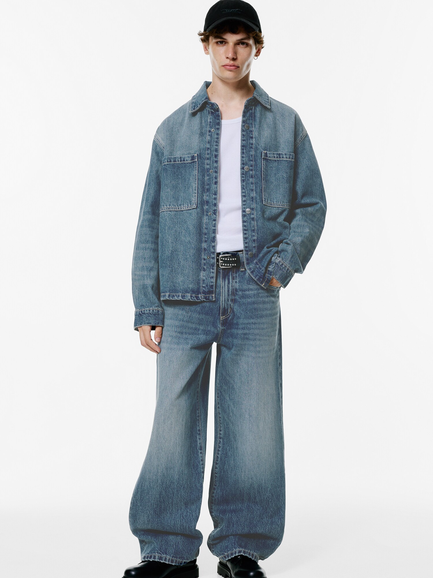 Pull&Bear Košeľa  modrá denim (obrázok 4)