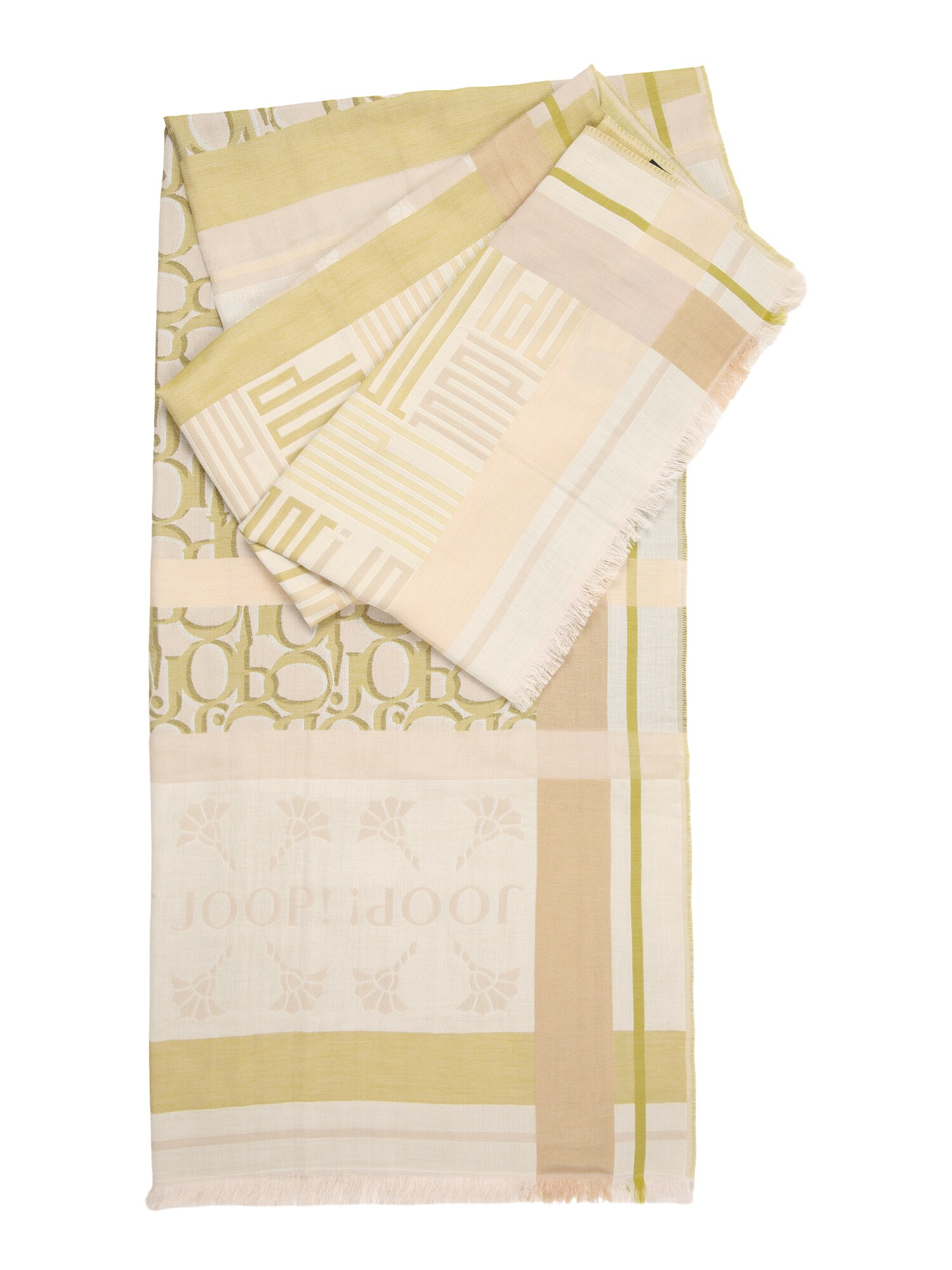 JOOP! Fular Ailis alb kitt / kaki / roz pudră / roz pastel