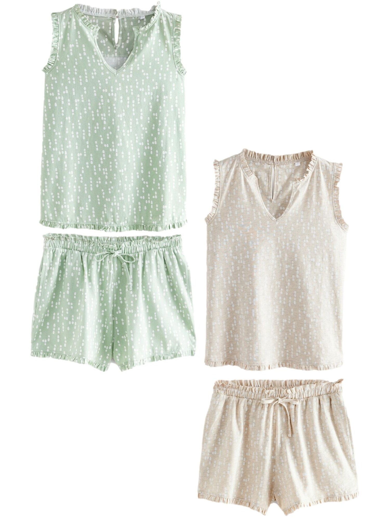 Next Pijama  culoarea pielii / verde mentă / alb