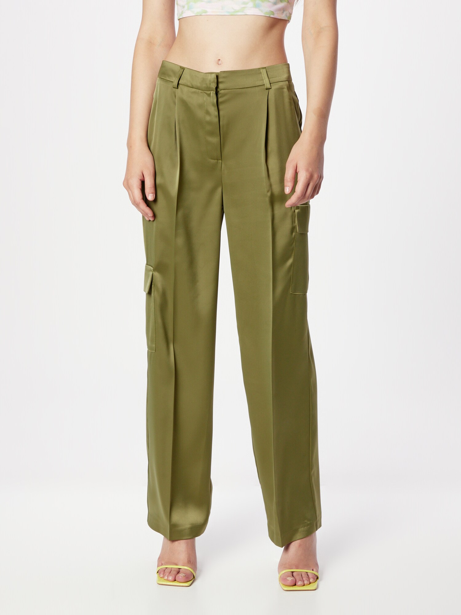 TOPSHOP Élére vasalt nadrágok  khaki termék 2. képe