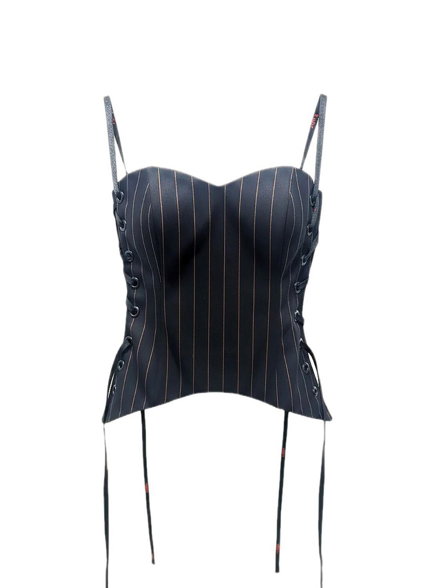 IUnique Top 'Ribbon Accents'  negro