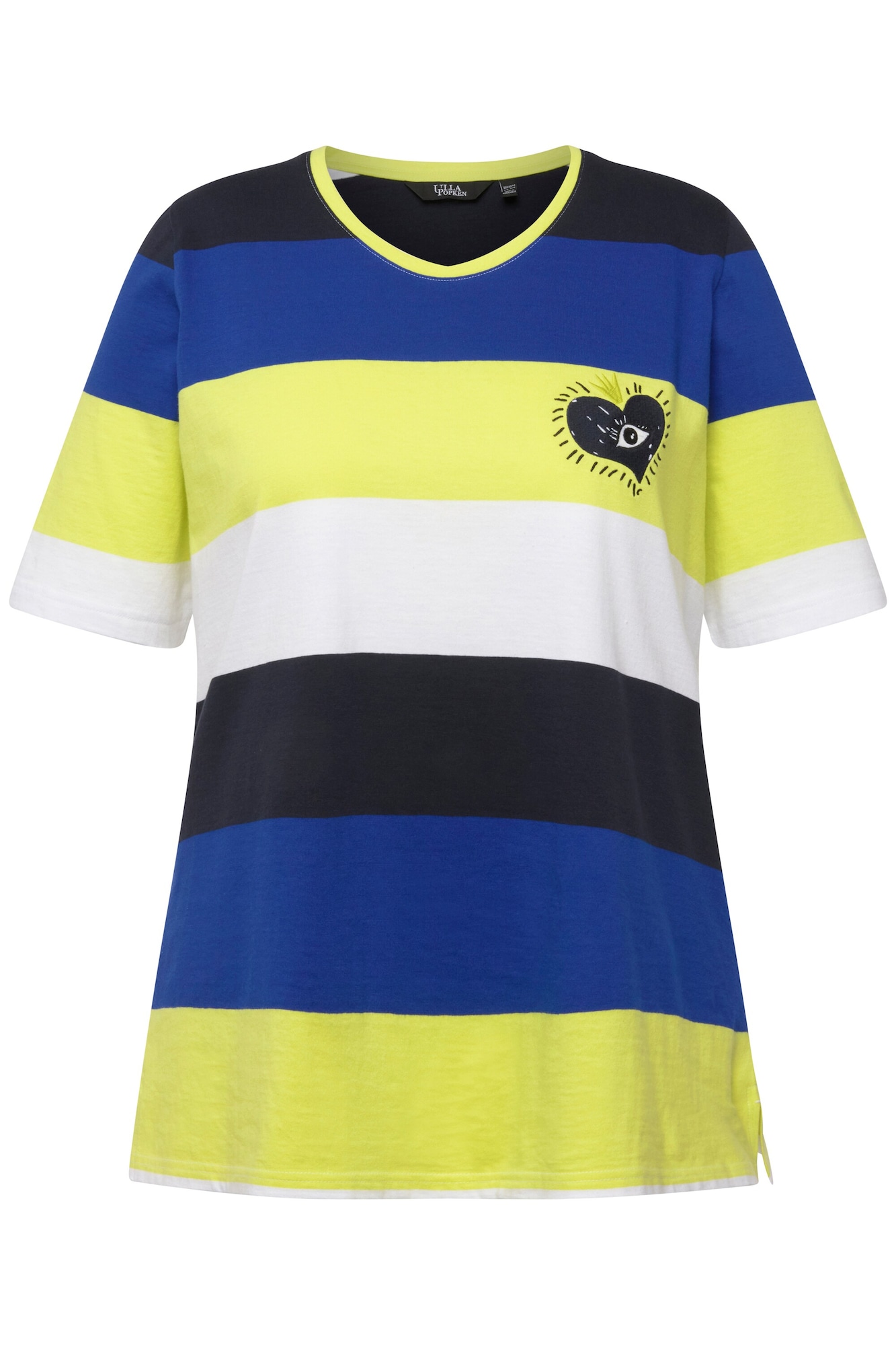 Ulla Popken Tricou  albastru marin / albastru cobalt / galben / alb
