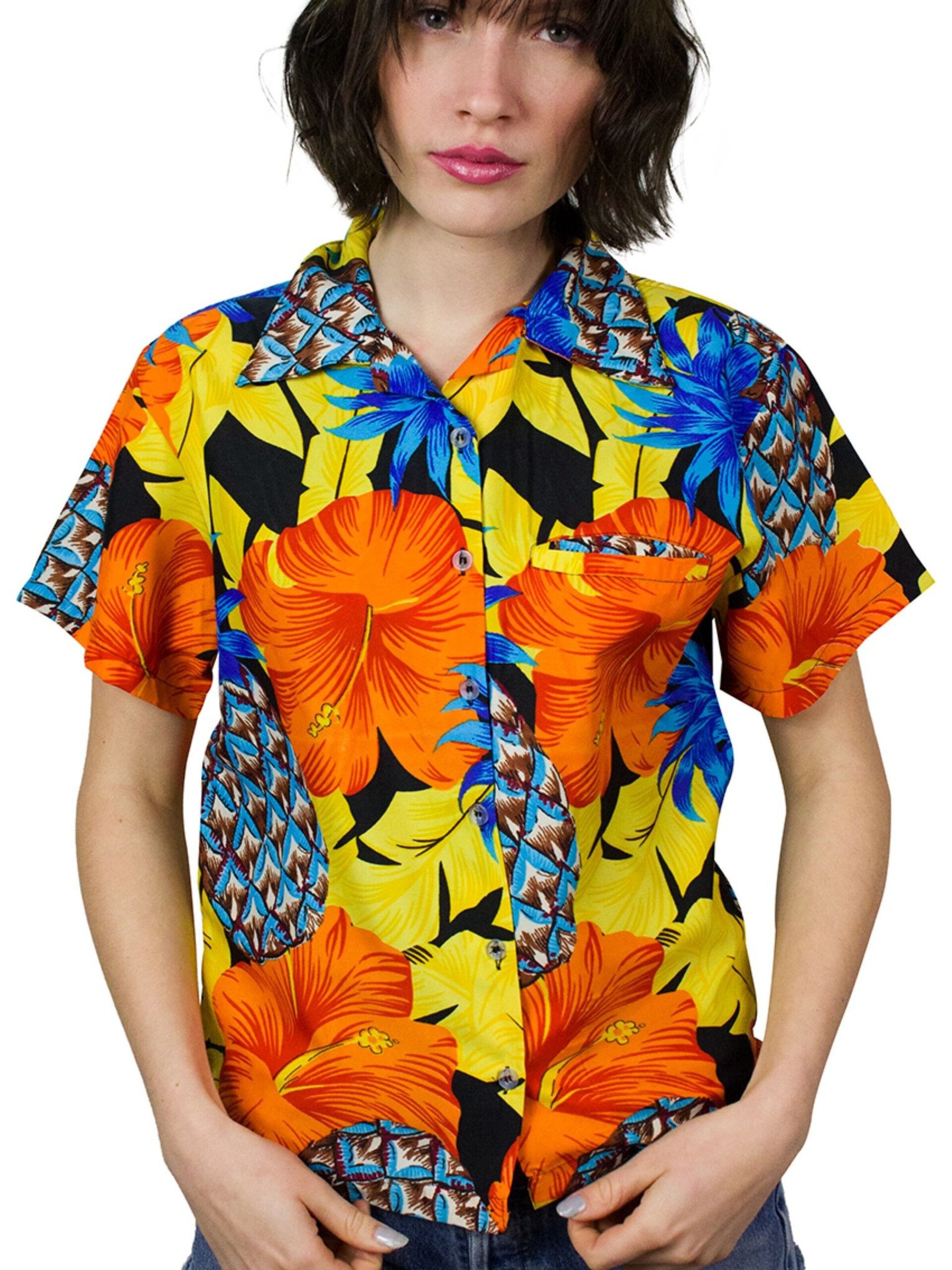King Kameha Blus 'Pineapple Hibiscus Black Line' dam