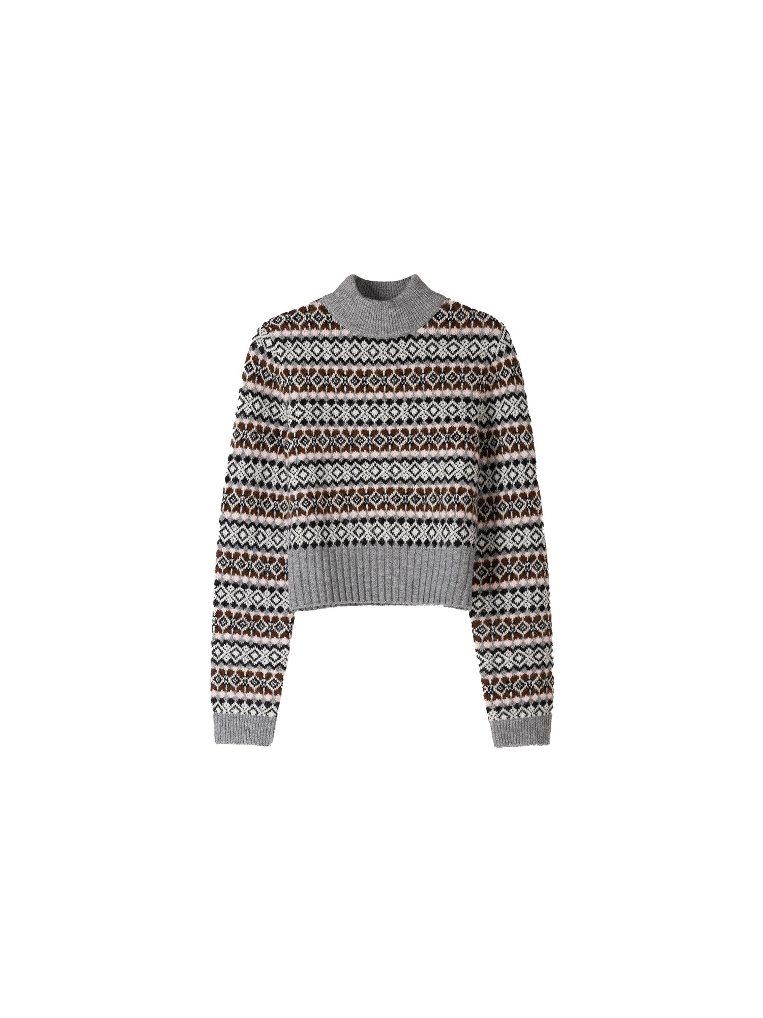 Bershka Pulóver  sötét barna / szürke melír / fekete / fehér akciós termékkép 1