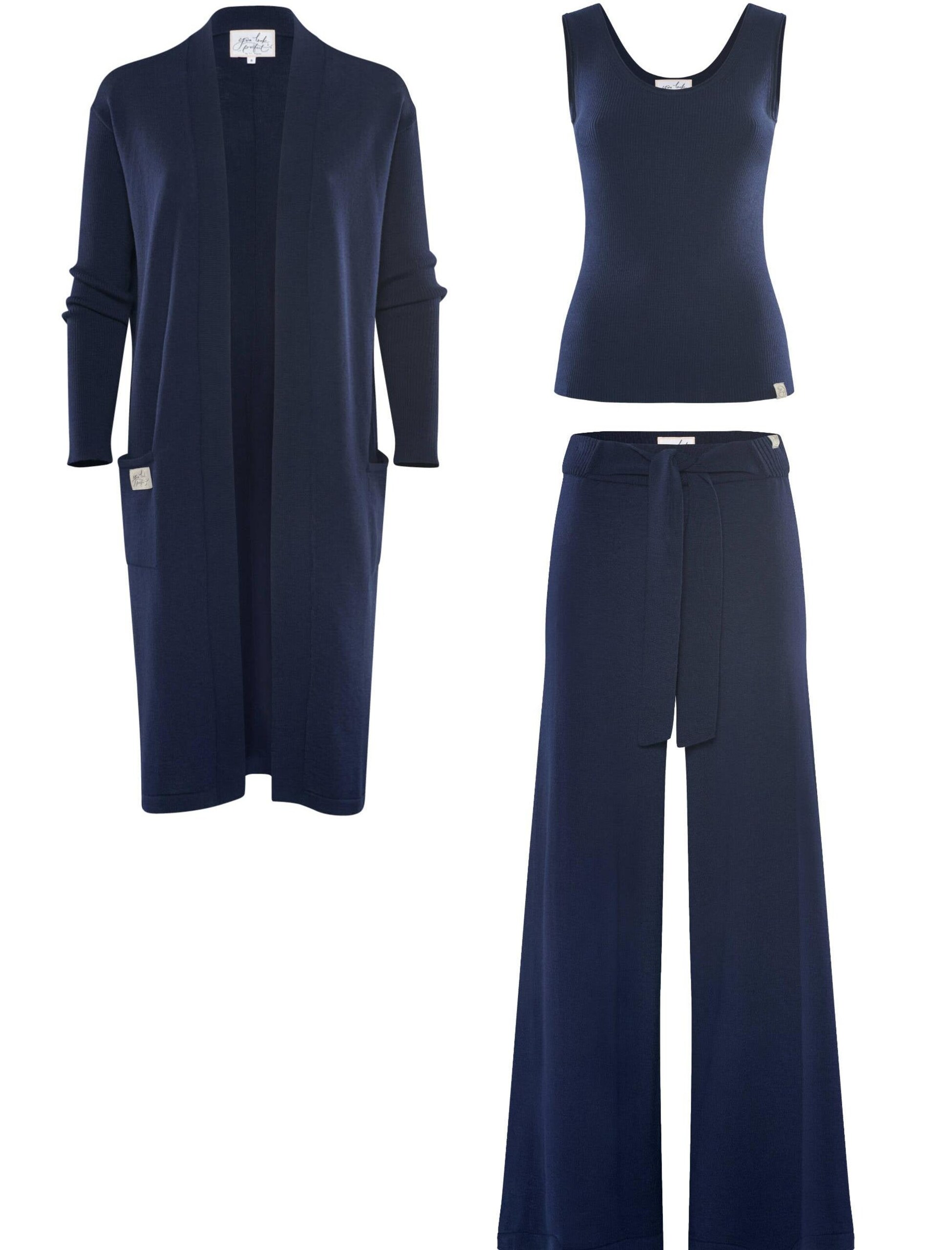 YOU LOOK PERFECT Hemmadräkt 'LOUNGEWEAR SET Cardigan Blossom & Top Blossom & Pants Bailey' dam