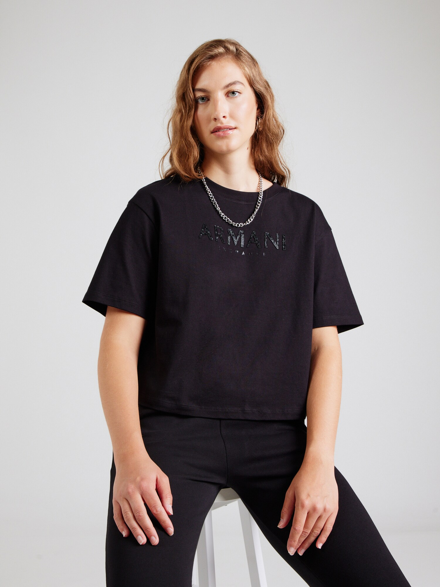 ARMANI EXCHANGE Póló  fekete / ezüst termék 2. képe