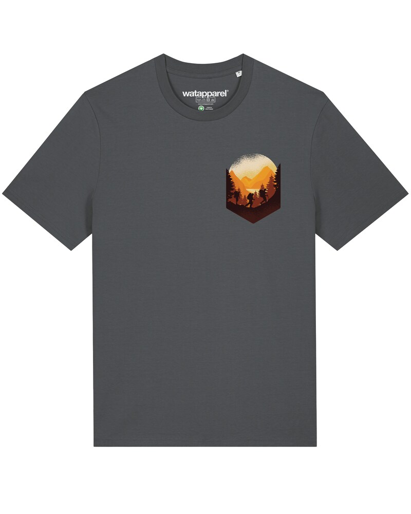 Watapparel T-Shirt ' Hiking in the mountains ' Herren Größe L anthrazit / mischfarben