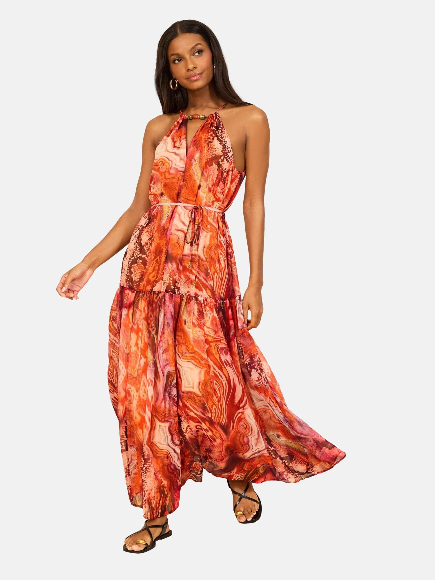 Lipsy Rochie de vară crem / castaniu / portocaliu / roz